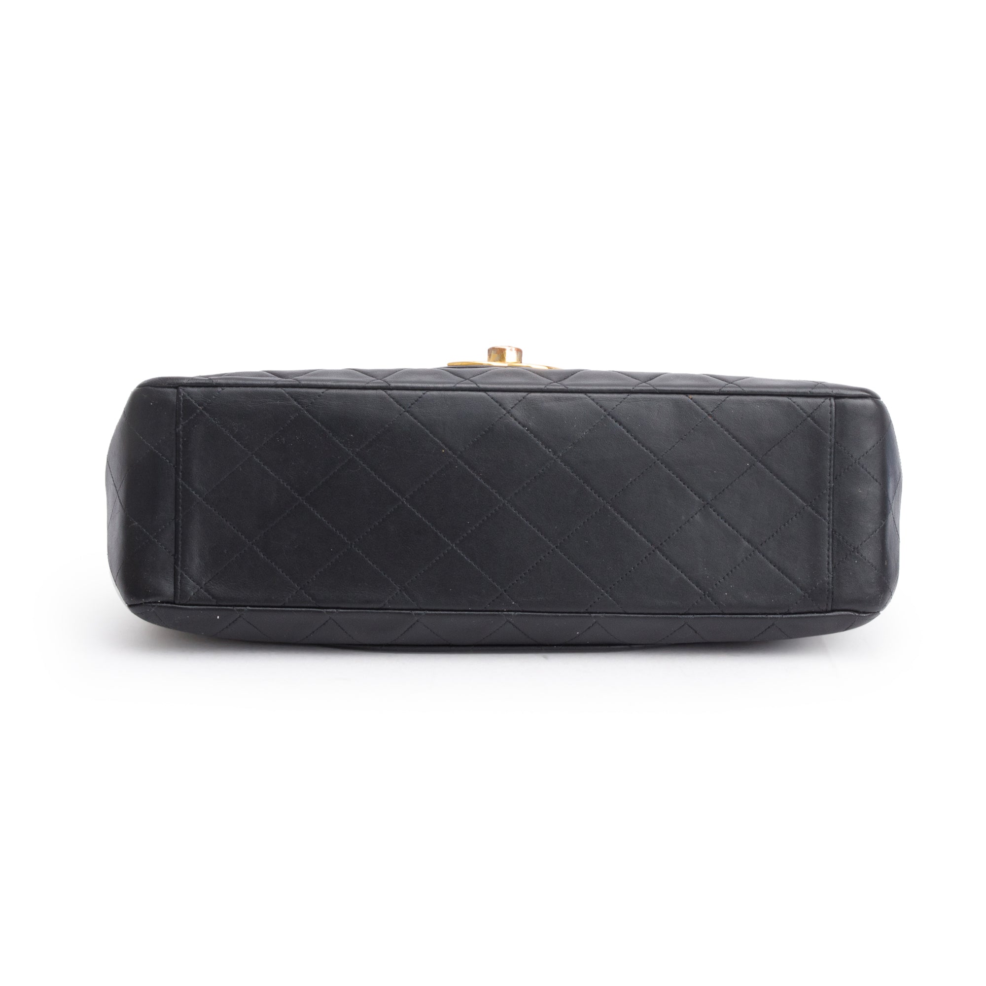 Chanel Black Lambskin Leather Vintage Jumbo XL Single Flap Bag