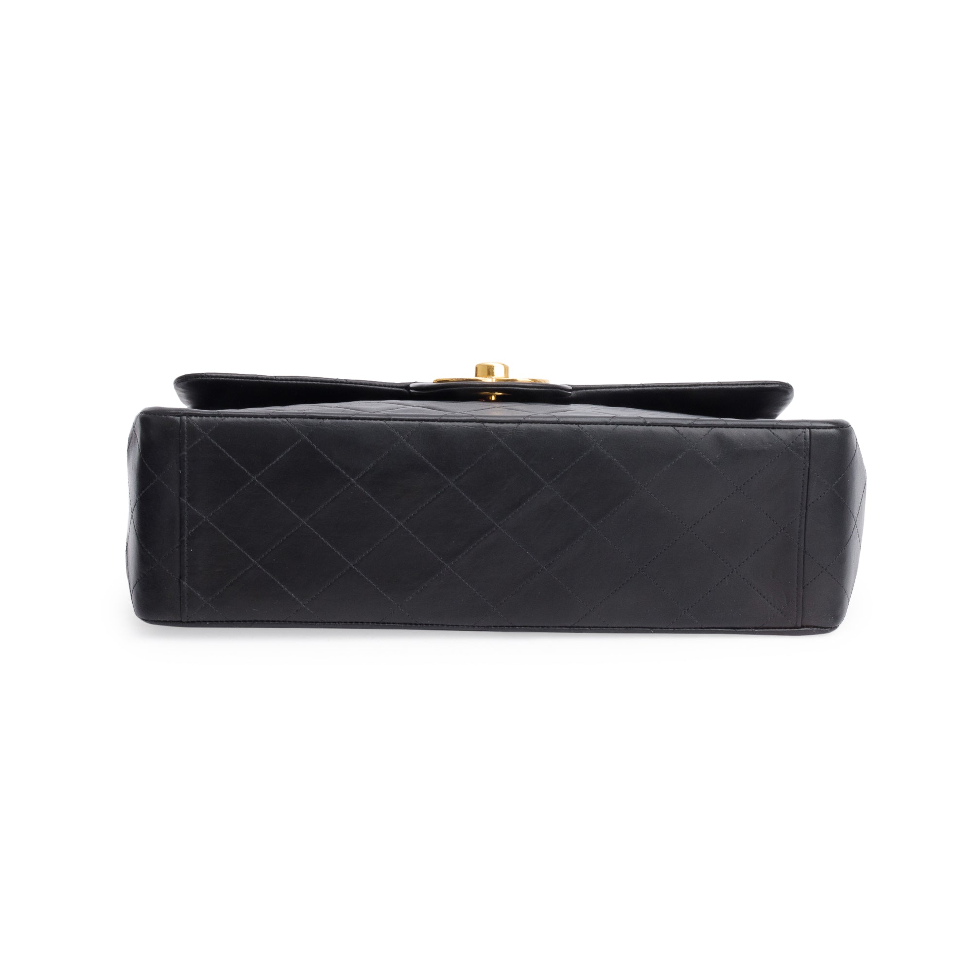 Chanel Black Lambskin Leather Vintage Jumbo XL Single Flap Bag
