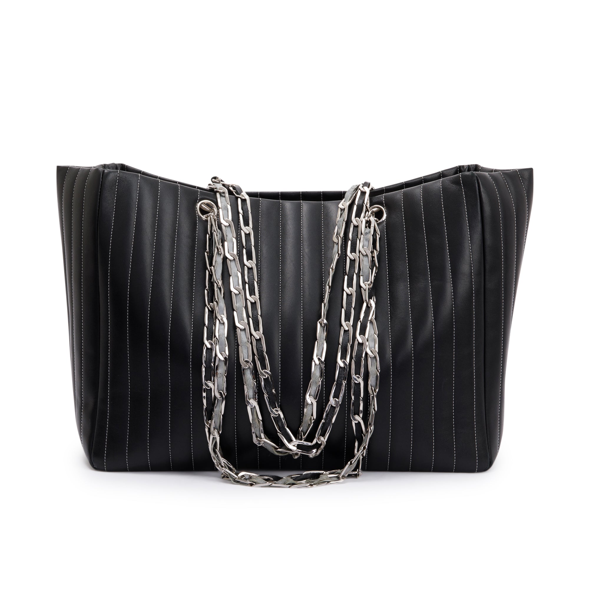 Chanel Black Lambskin Mademoiselle Ligne Tote w/ Box