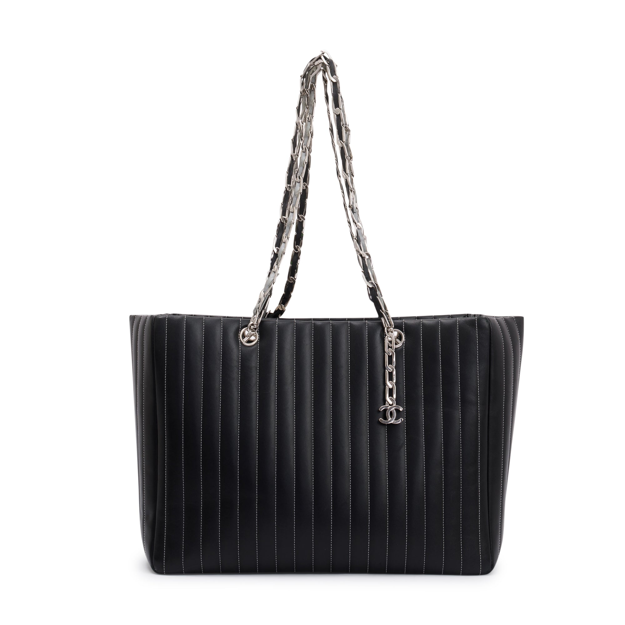 Chanel Black Lambskin Mademoiselle Ligne Tote w/ Box