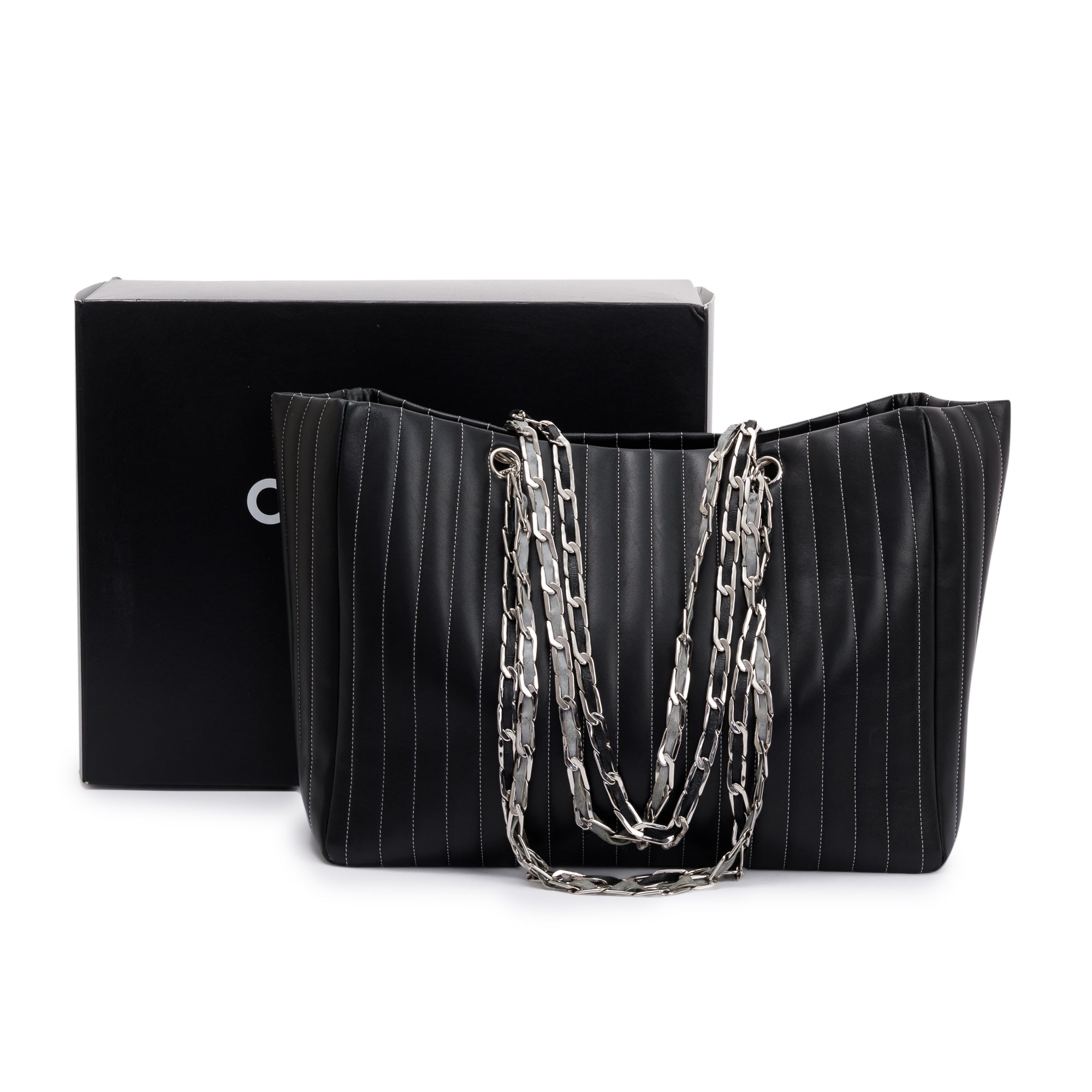 Chanel Black Lambskin Mademoiselle Ligne Tote w/ Box
