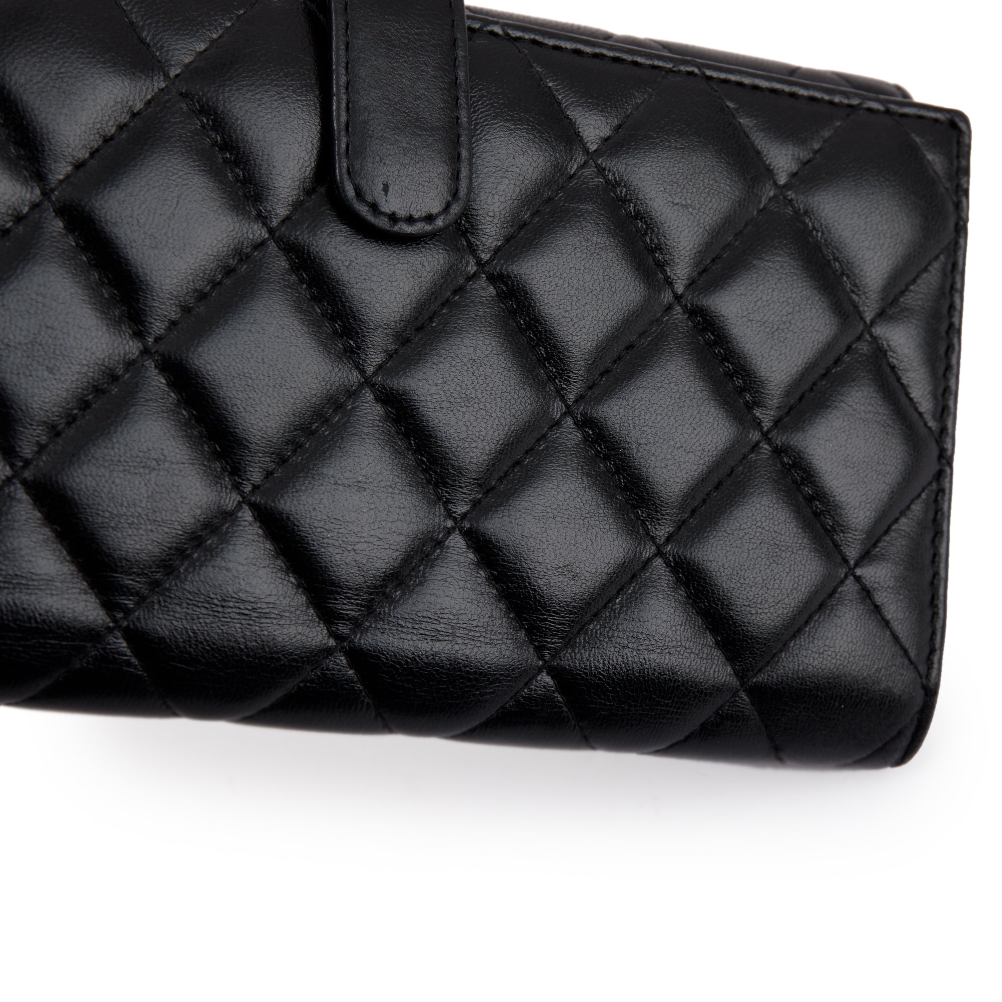 Chanel Black Lambskin Quilted Long Flap Wallet