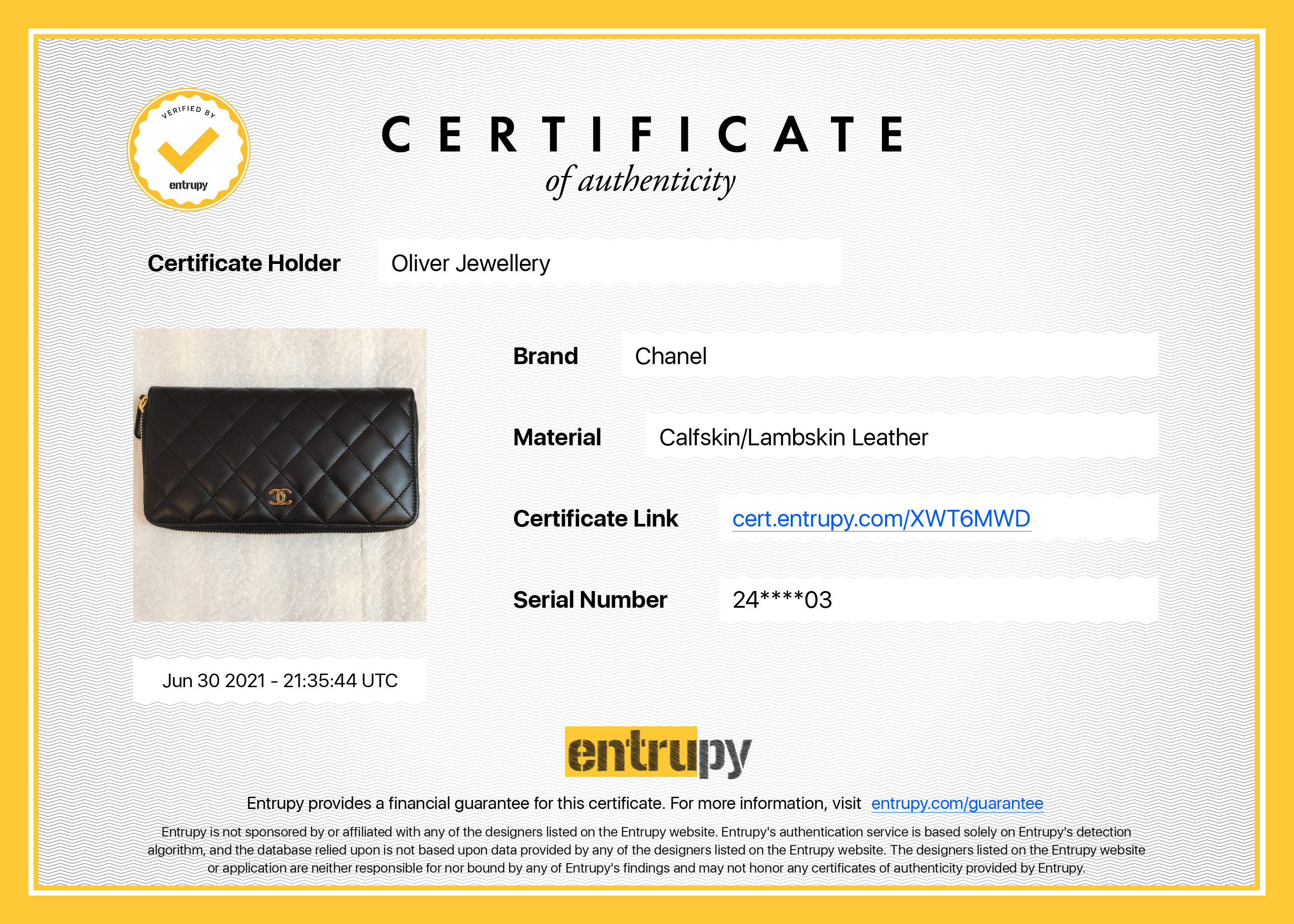 Chanel Black Lambskin Quilted Zip Wallet w/ Box & Authenticity Card