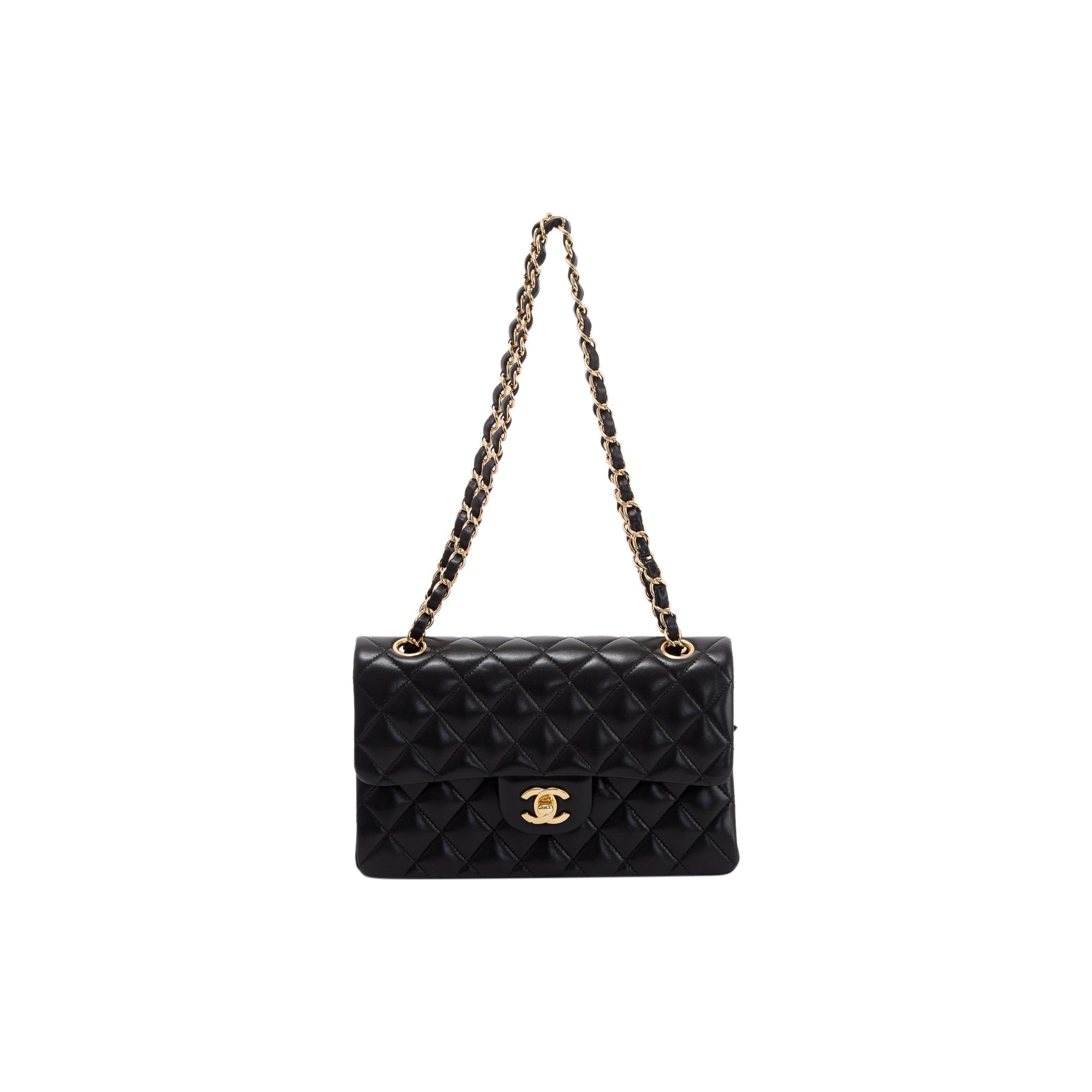 Chanel Black Lambskin Small Classic Double Flap Bag
