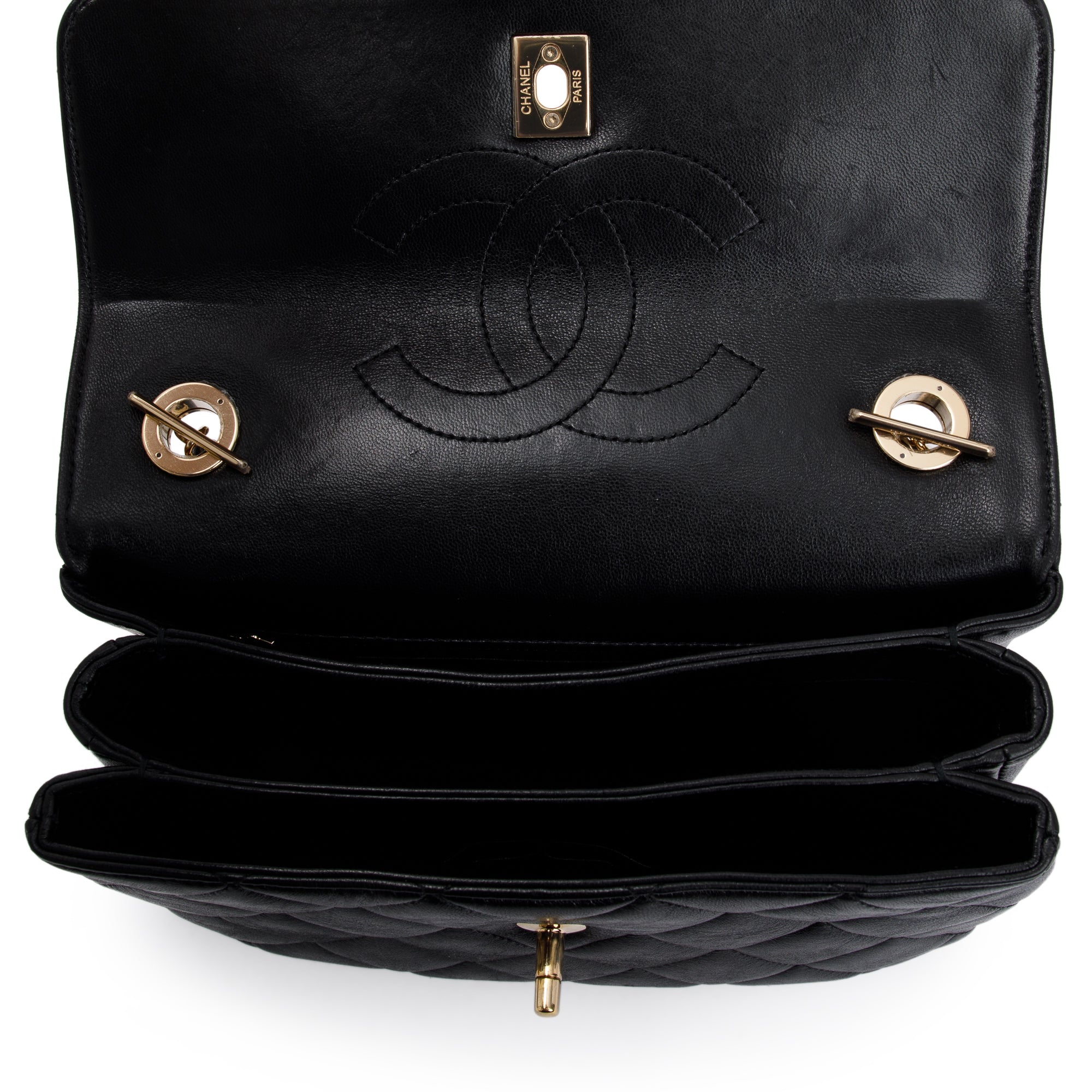 Chanel Black Lambskin Trendy CC Small Top Handle Flap Bag