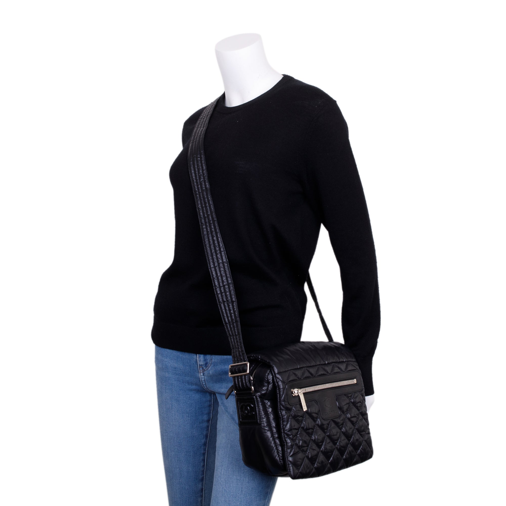 Chanel Black Nylon Quilted Medium Coco Cocoon Messenger Bag