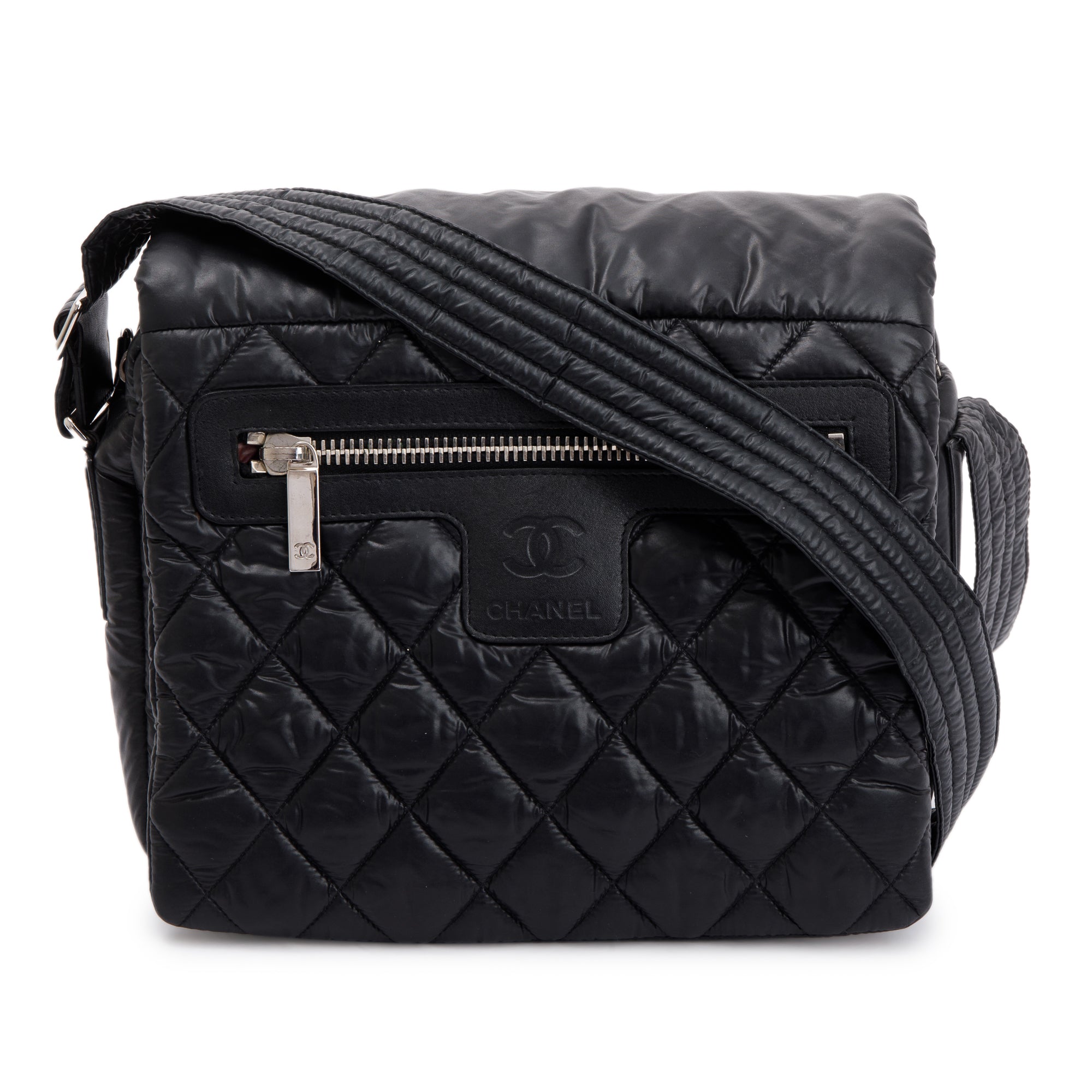 Chanel Black Nylon Quilted Medium Coco Cocoon Messenger Bag