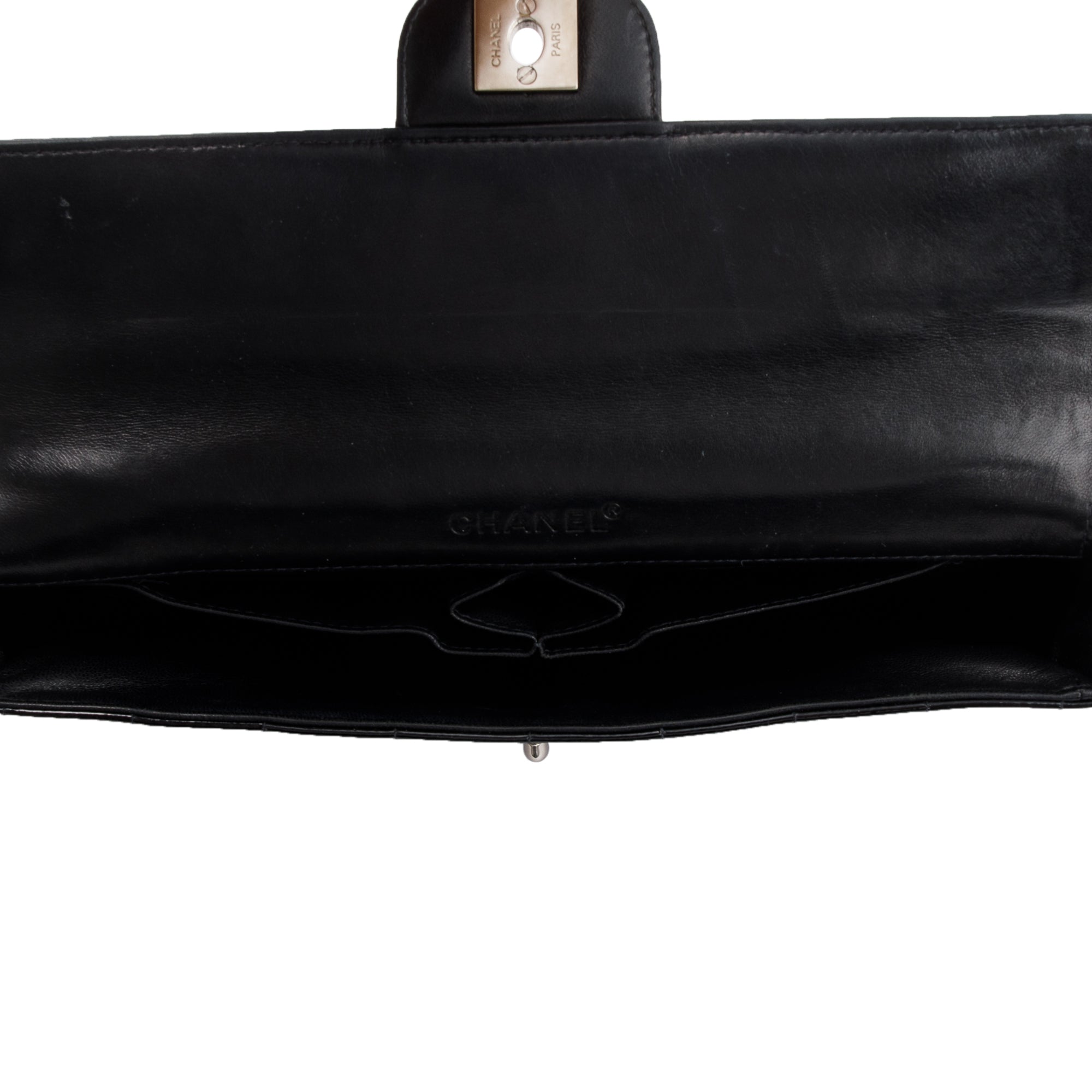 Chanel Black Patent Leather Chocolate Bar E/W Flap Bag w/ Authenticity Card