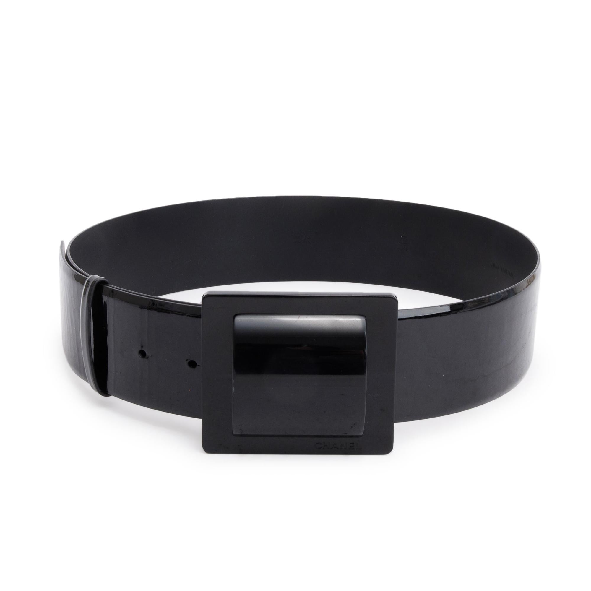 Chanel Black Patent Leather Resin Buckle Belt 75 30