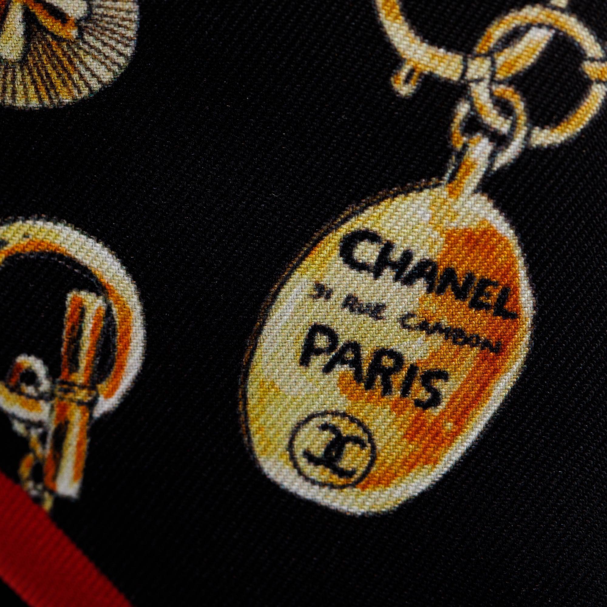 Chanel Black Printed CC Twill Silk Tie w/ Box