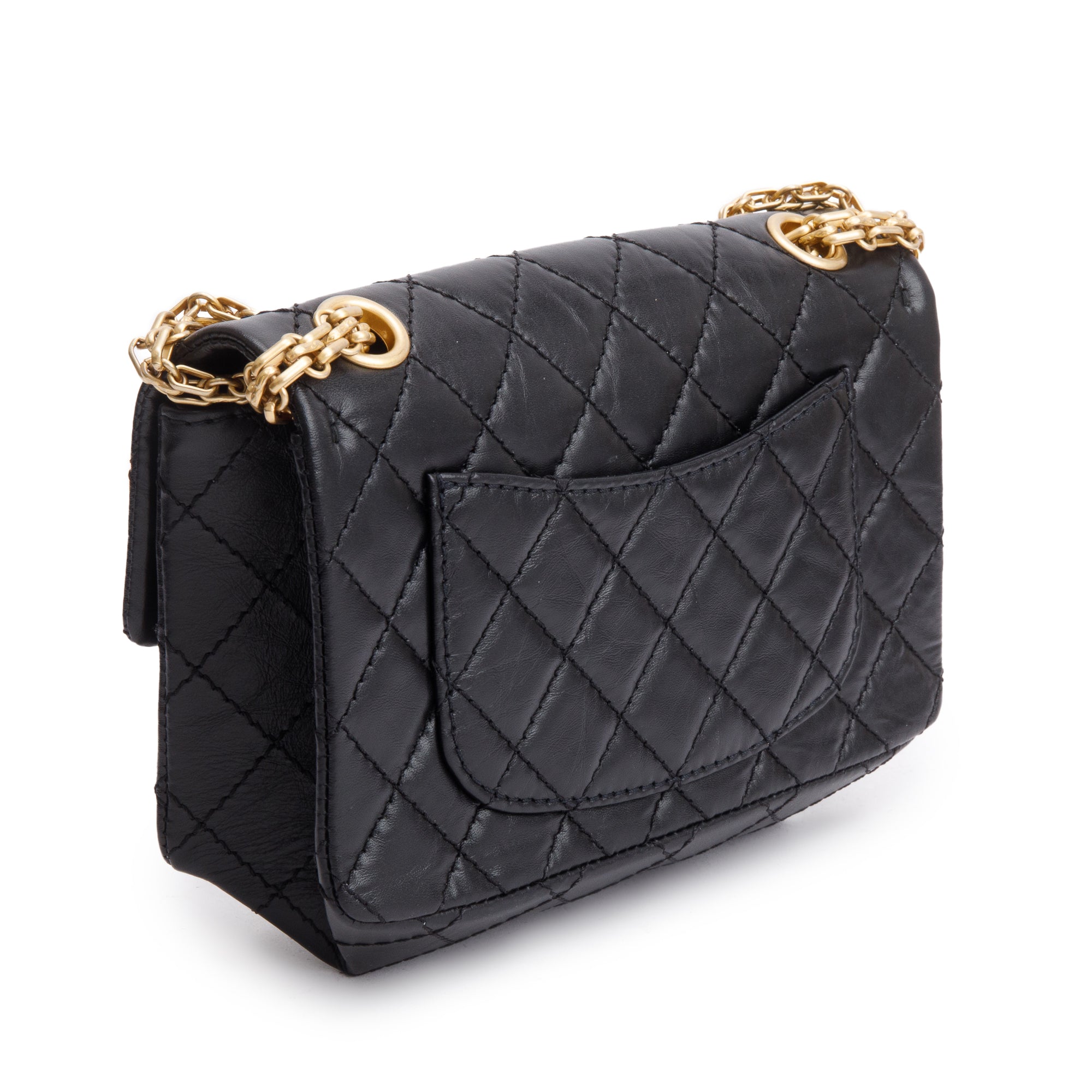 Chanel Black Quilted Calfskin Leather 2.55 Reissue 224 Flap Bag w/ Box