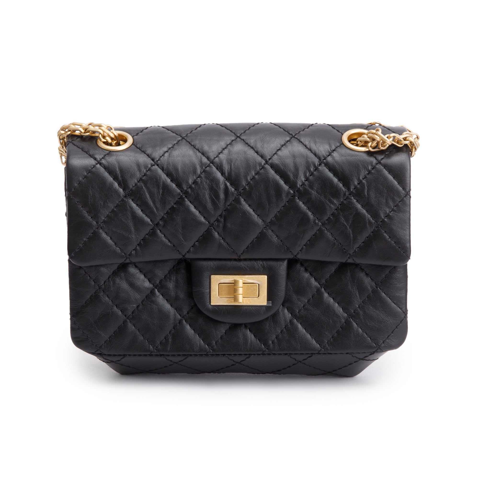 Chanel Black Quilted Calfskin Leather 2.55 Reissue 224 Flap Bag w/ Box