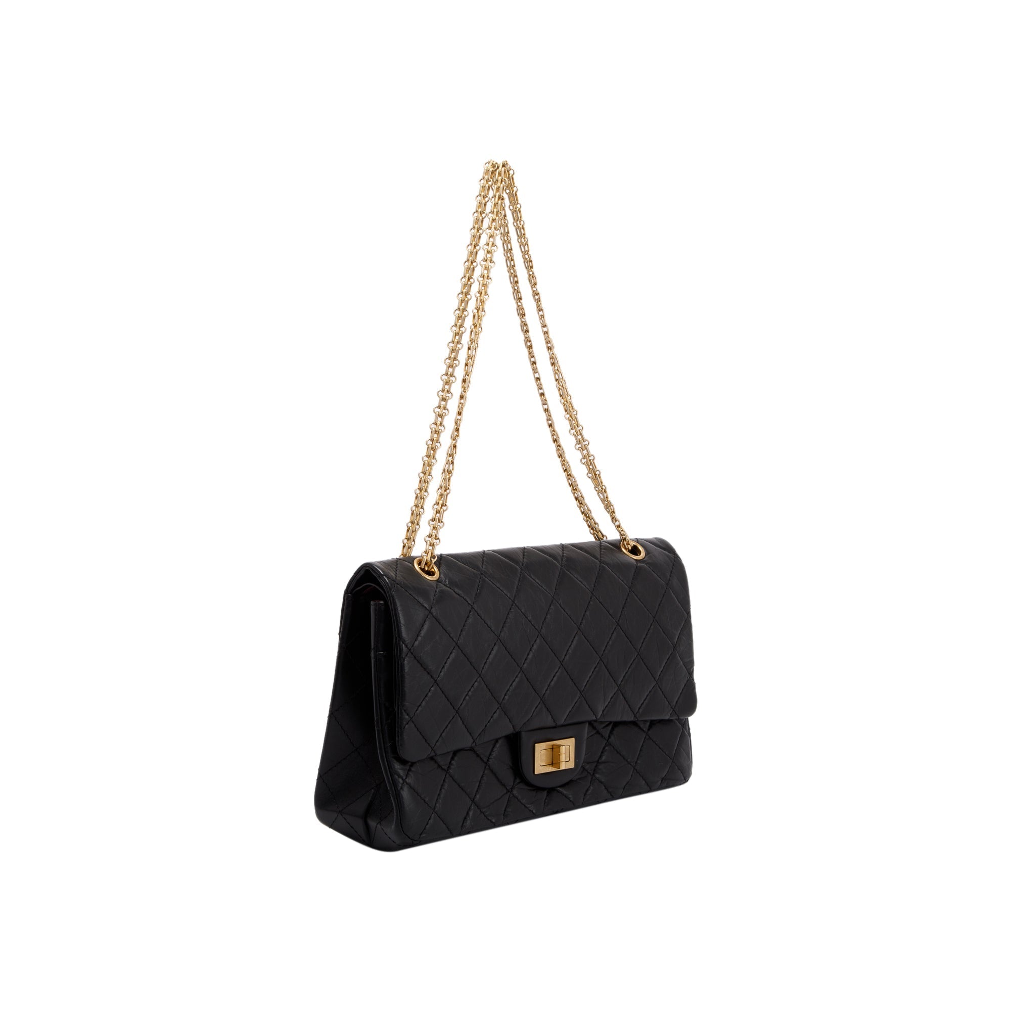 Chanel Black Quilted Calfskin Leather 2.55 Reissue 227 Double Flap Bag w/ Authenticity Card