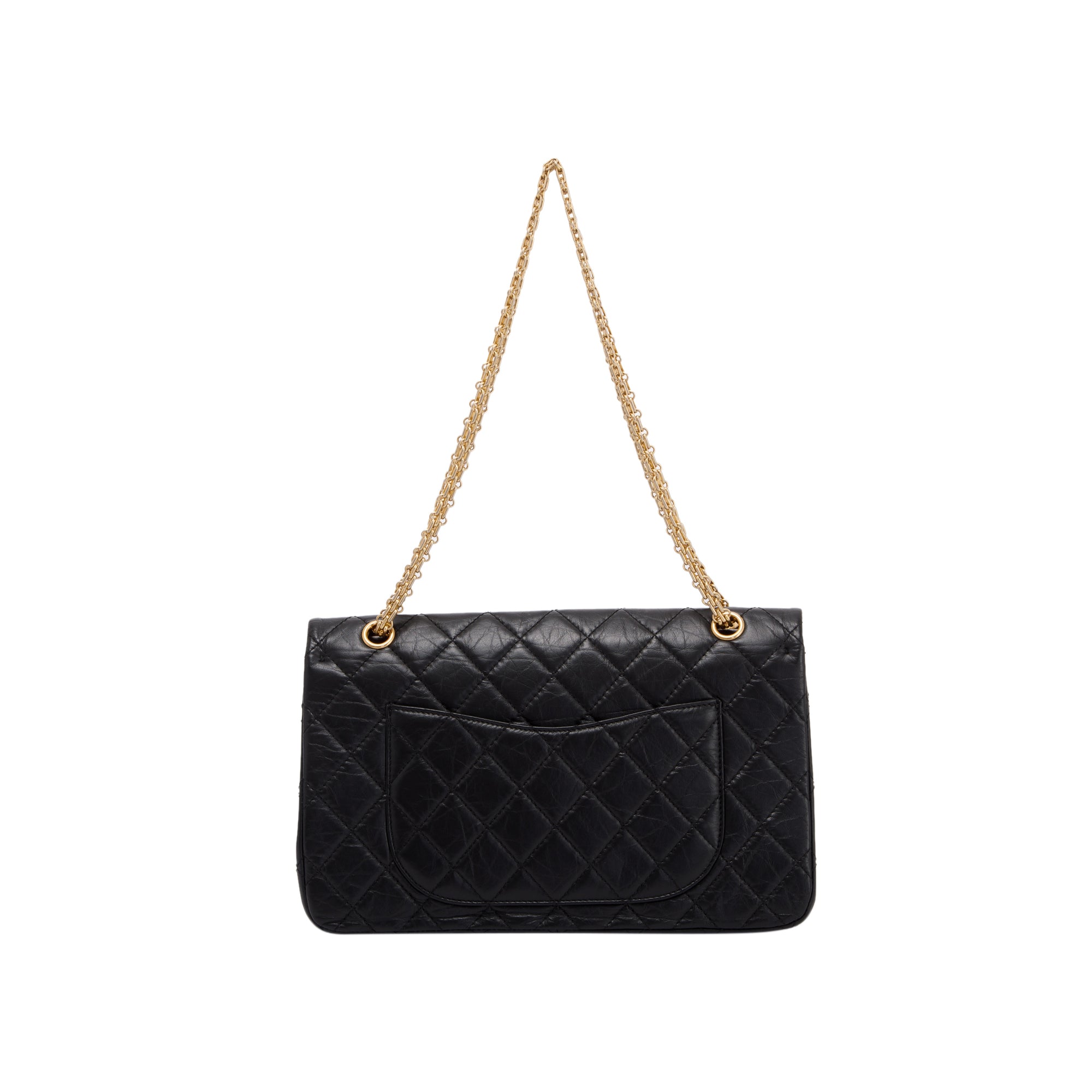 Chanel Black Quilted Calfskin Leather 2.55 Reissue 227 Double Flap Bag w/ Authenticity Card