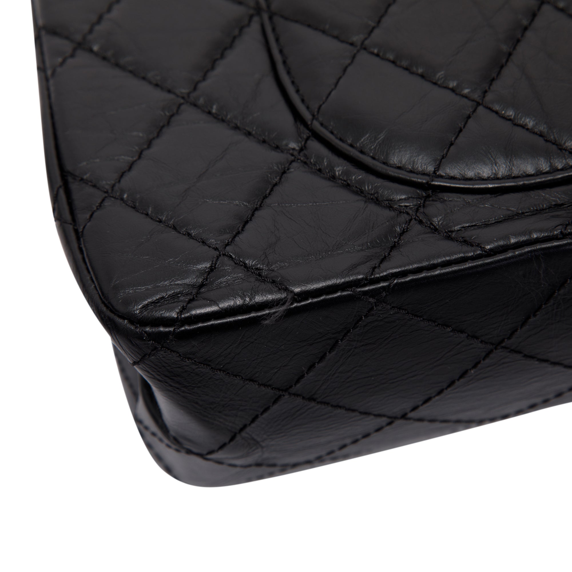 Chanel Black Quilted Calfskin Leather 2.55 Reissue 227 Double Flap Bag w/ Authenticity Card