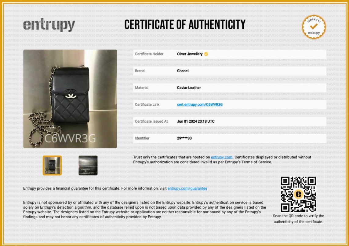 Chanel Black Quilted Calfskin Leather CC Box Flap Chain Phone Holder