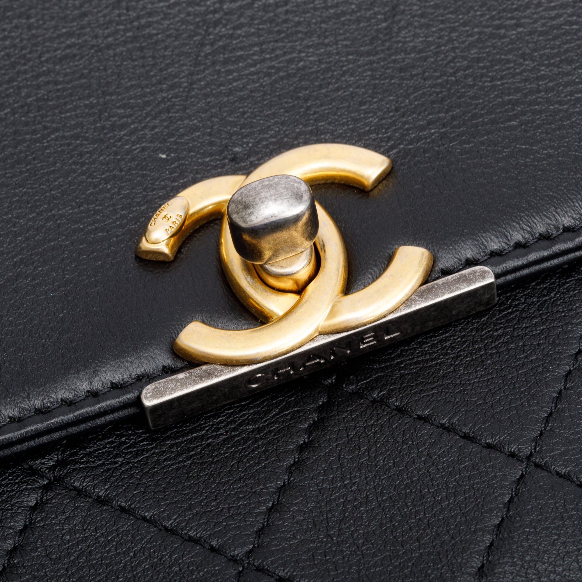 Chanel Black Quilted Calfskin Leather CC Clutch w/ Authenticity Card