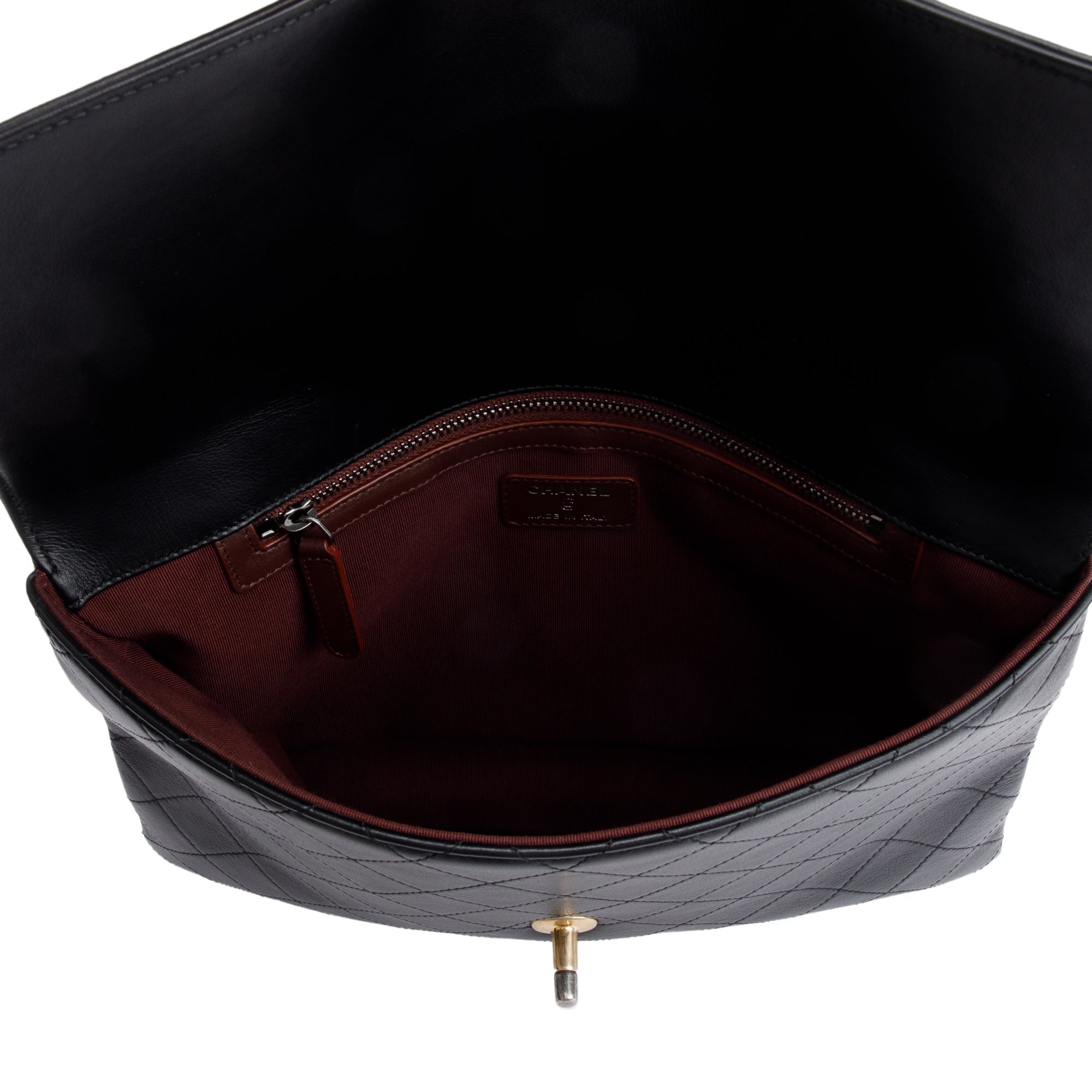Chanel Black Quilted Calfskin Leather CC Clutch w/ Authenticity Card