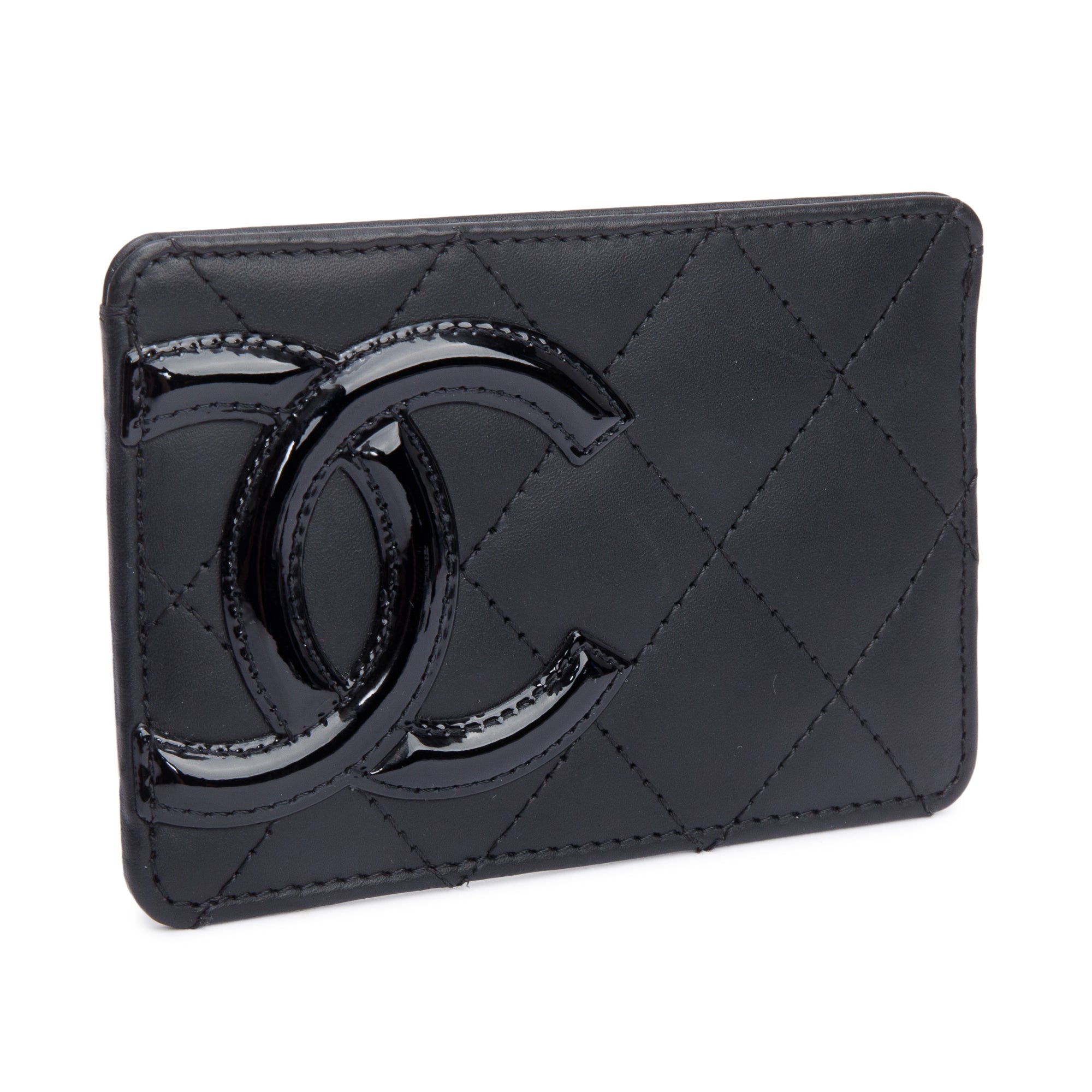 Chanel Black Quilted Calfskin Leather Cambon Ligne Card Holder w/ Authenticity Card