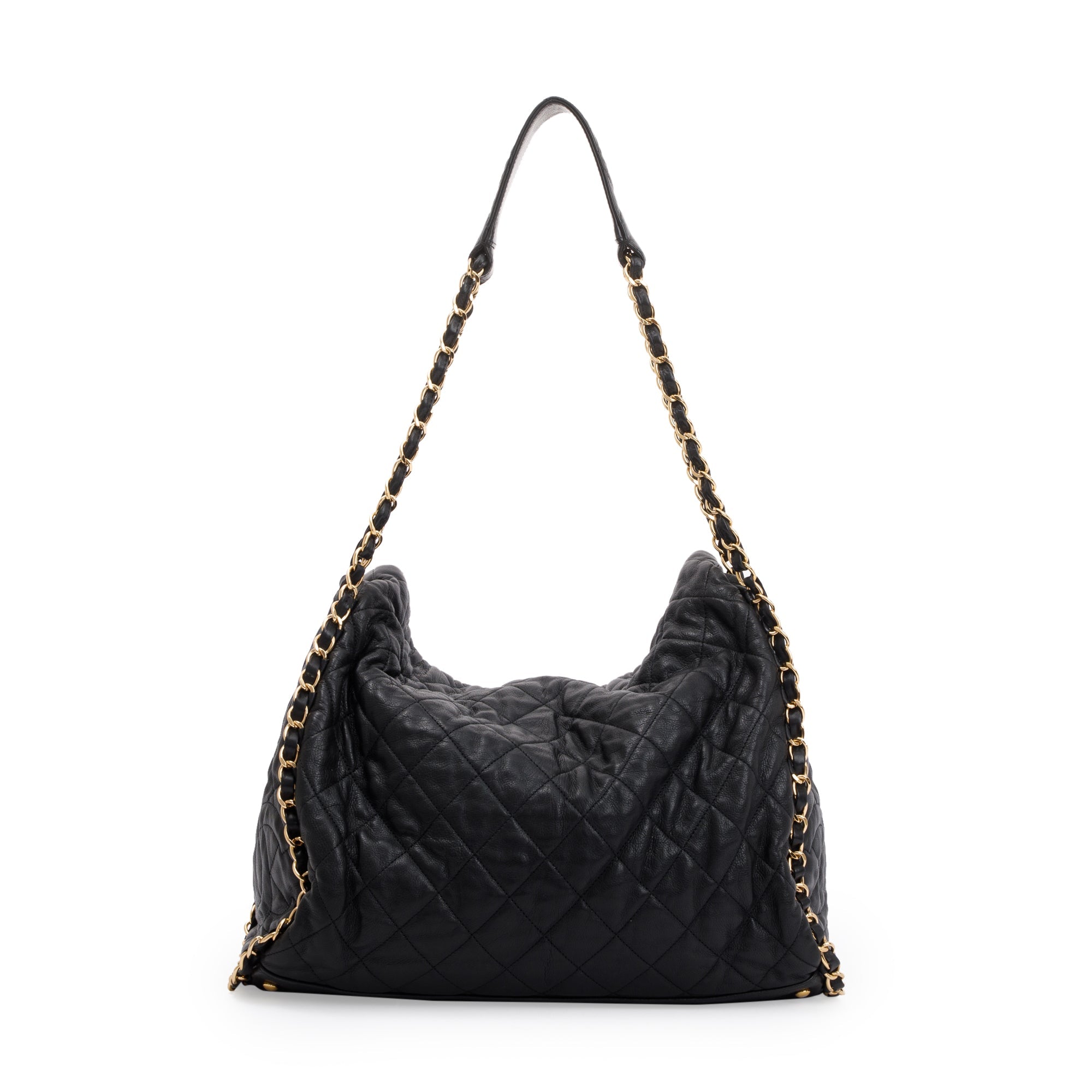Chanel Black Quilted Calfskin Leather Chain Me Hobo