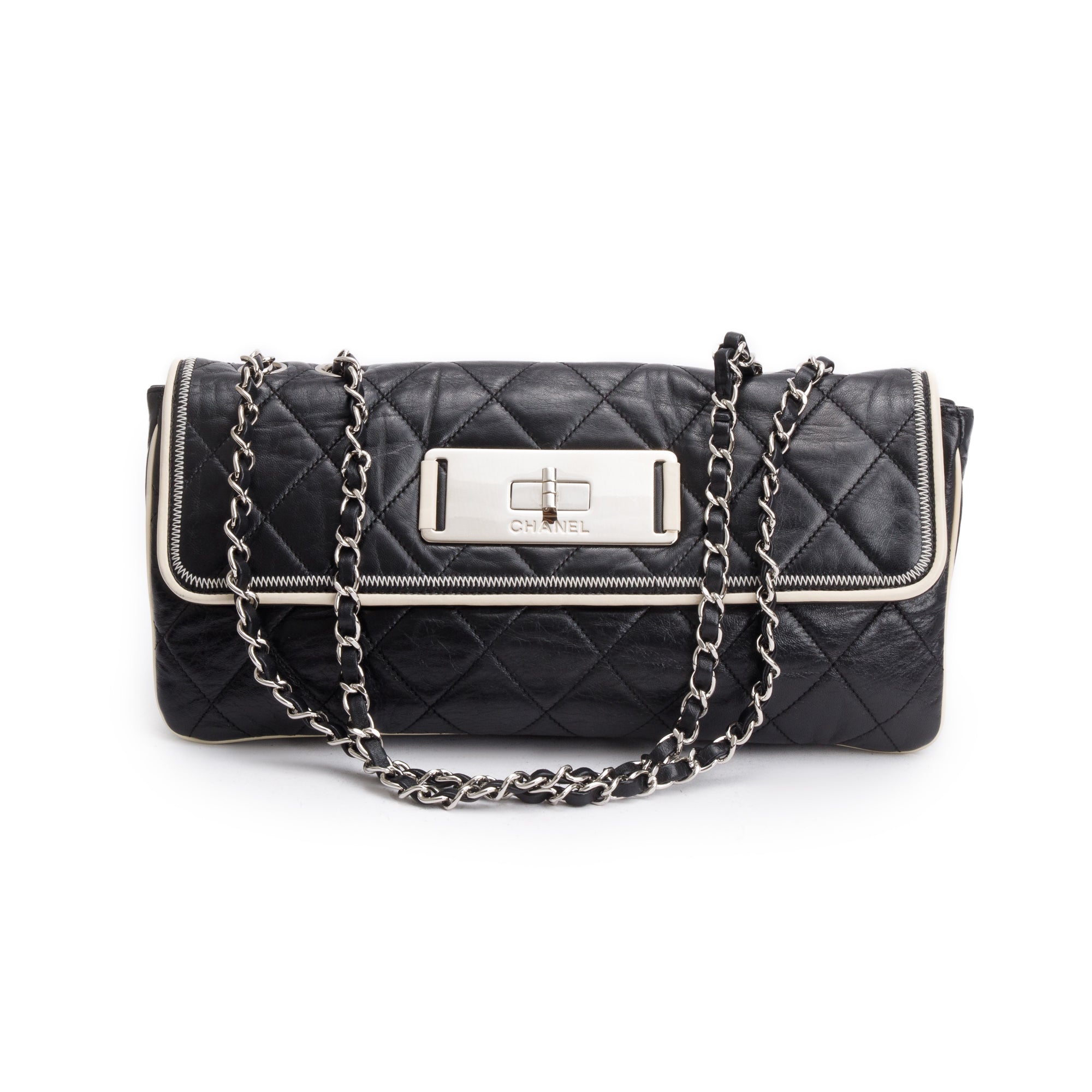 Chanel Black Quilted Calfskin Leather East/West Reissue Flap Bag
