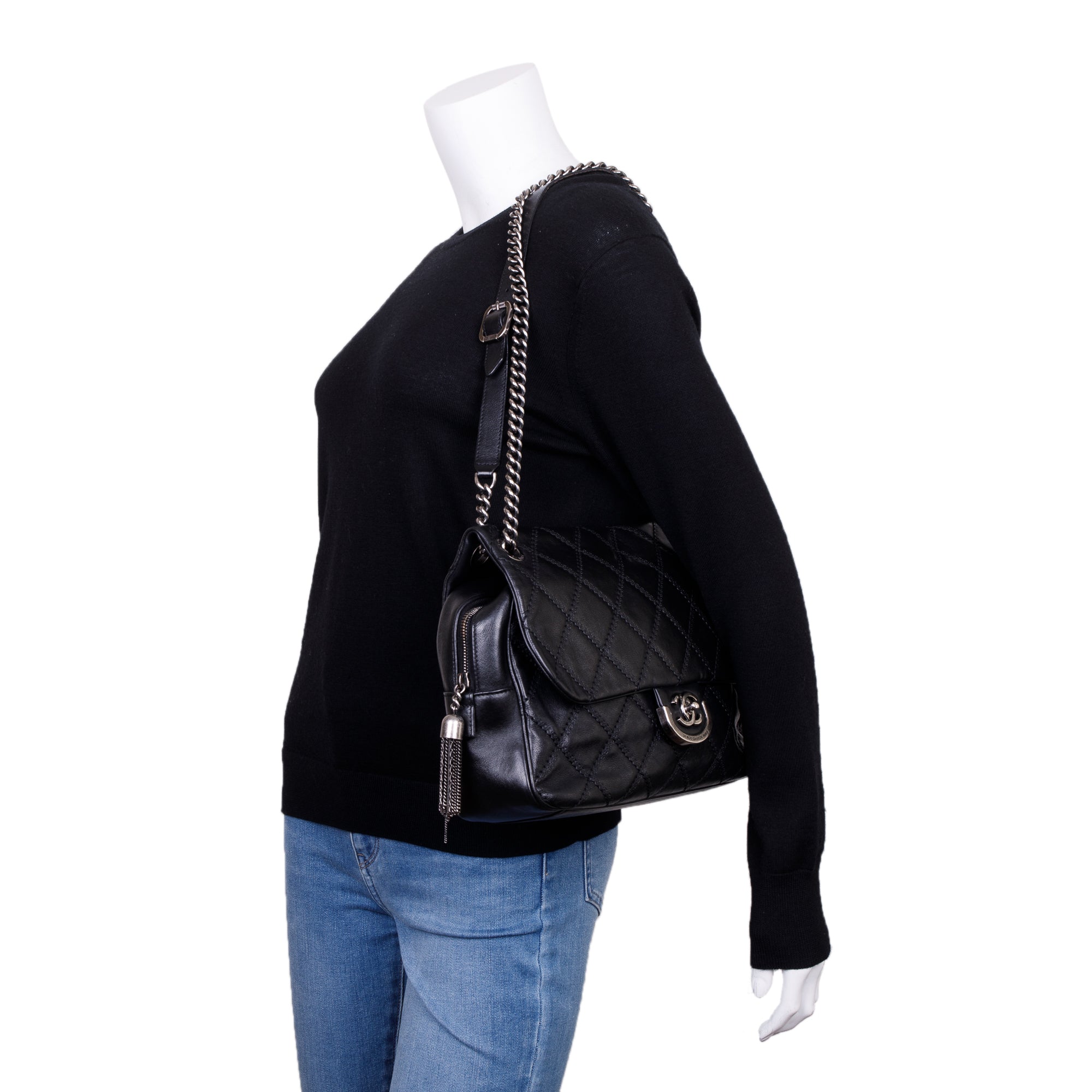 Chanel Black Quilted Calfskin Leather Paris-Edinburgh Coco Sporran Flap Bag