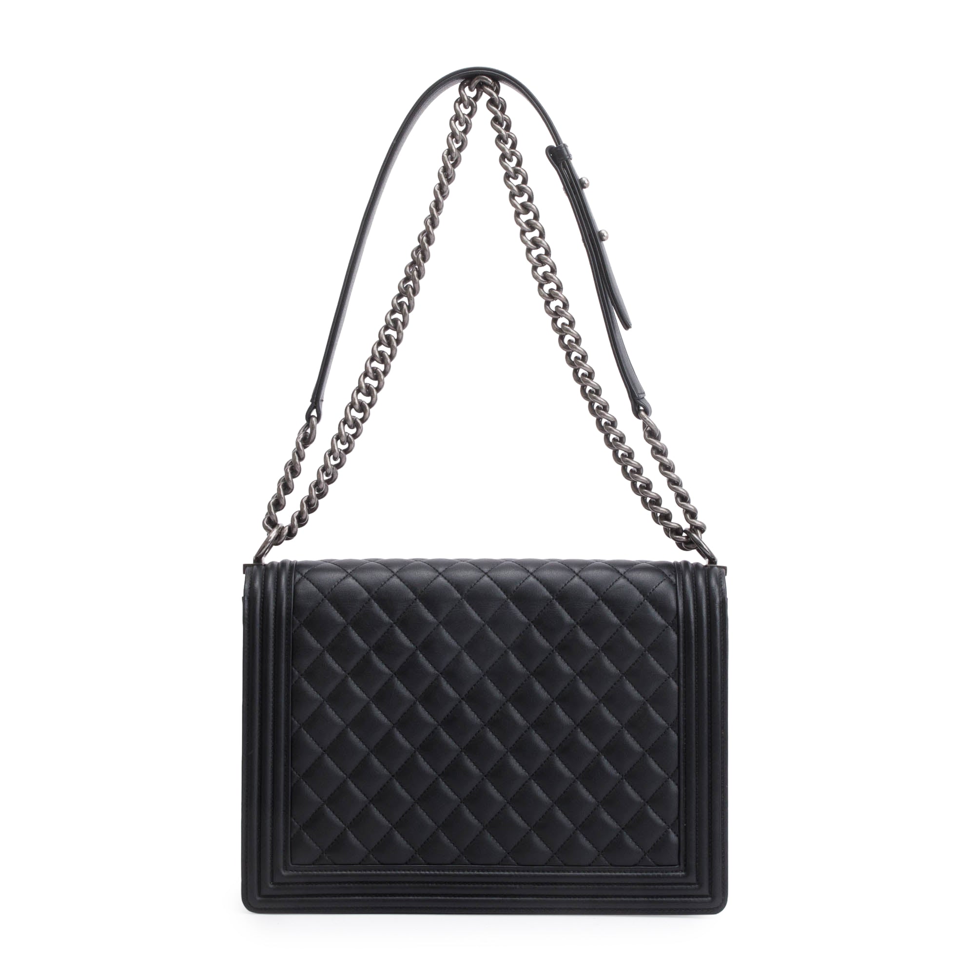 Chanel Black Quilted Calfskin Leather XL Boy Bag w/ Authenticity Card