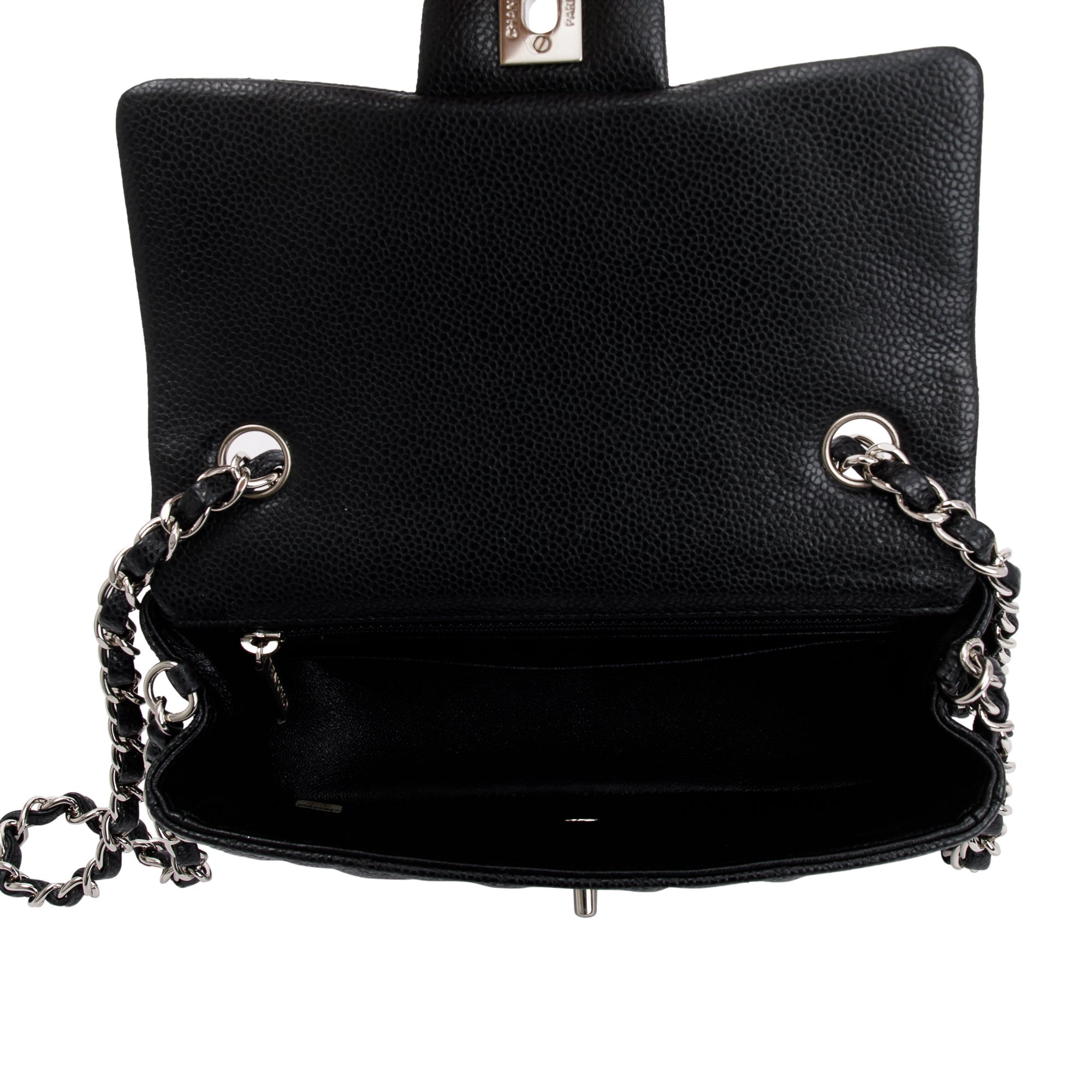 Chanel Black Quilted Caviar Classic Mini Rectangular Flap Bag w/ Box