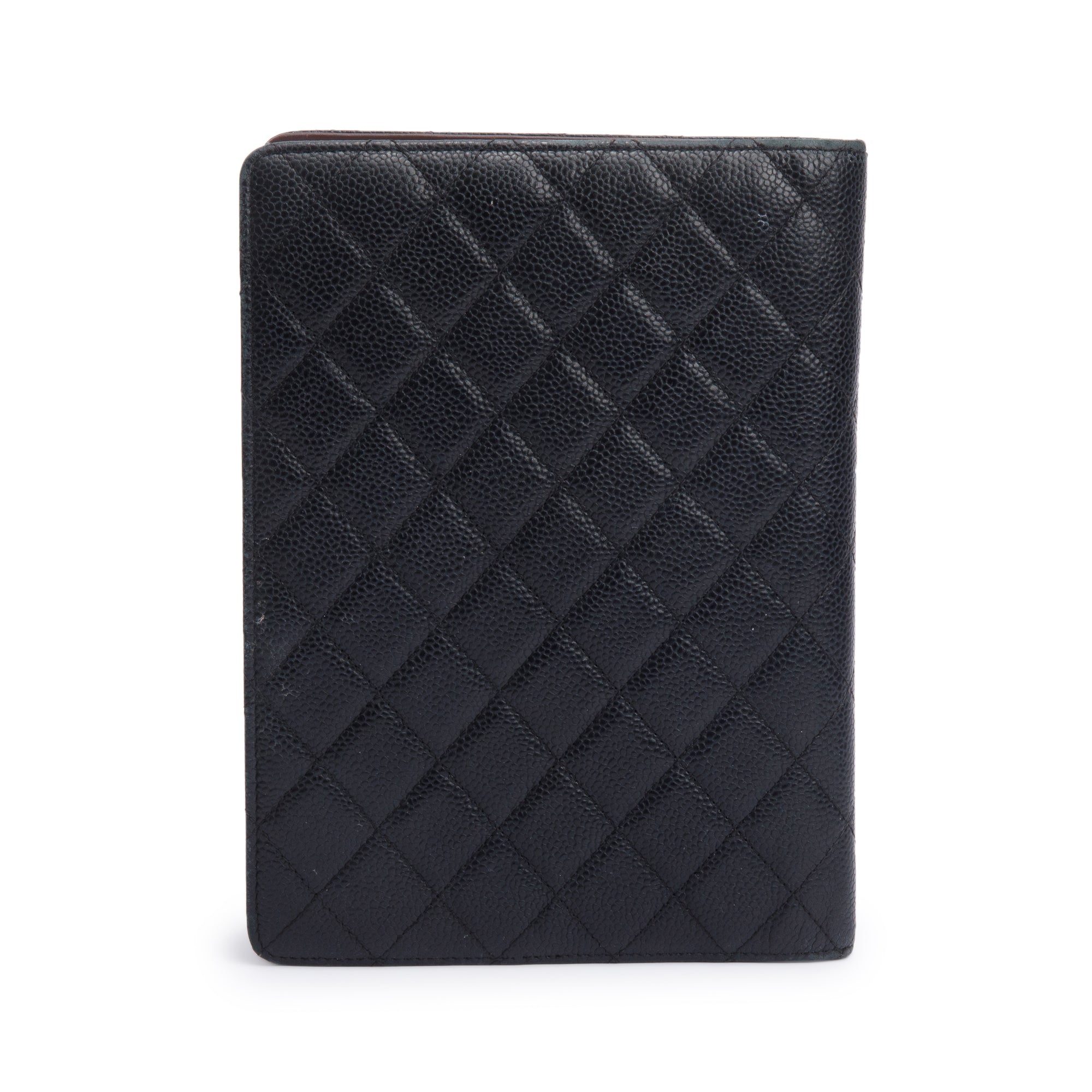 Chanel Black Quilted Caviar Leather CC Notebook Cover w/ Box