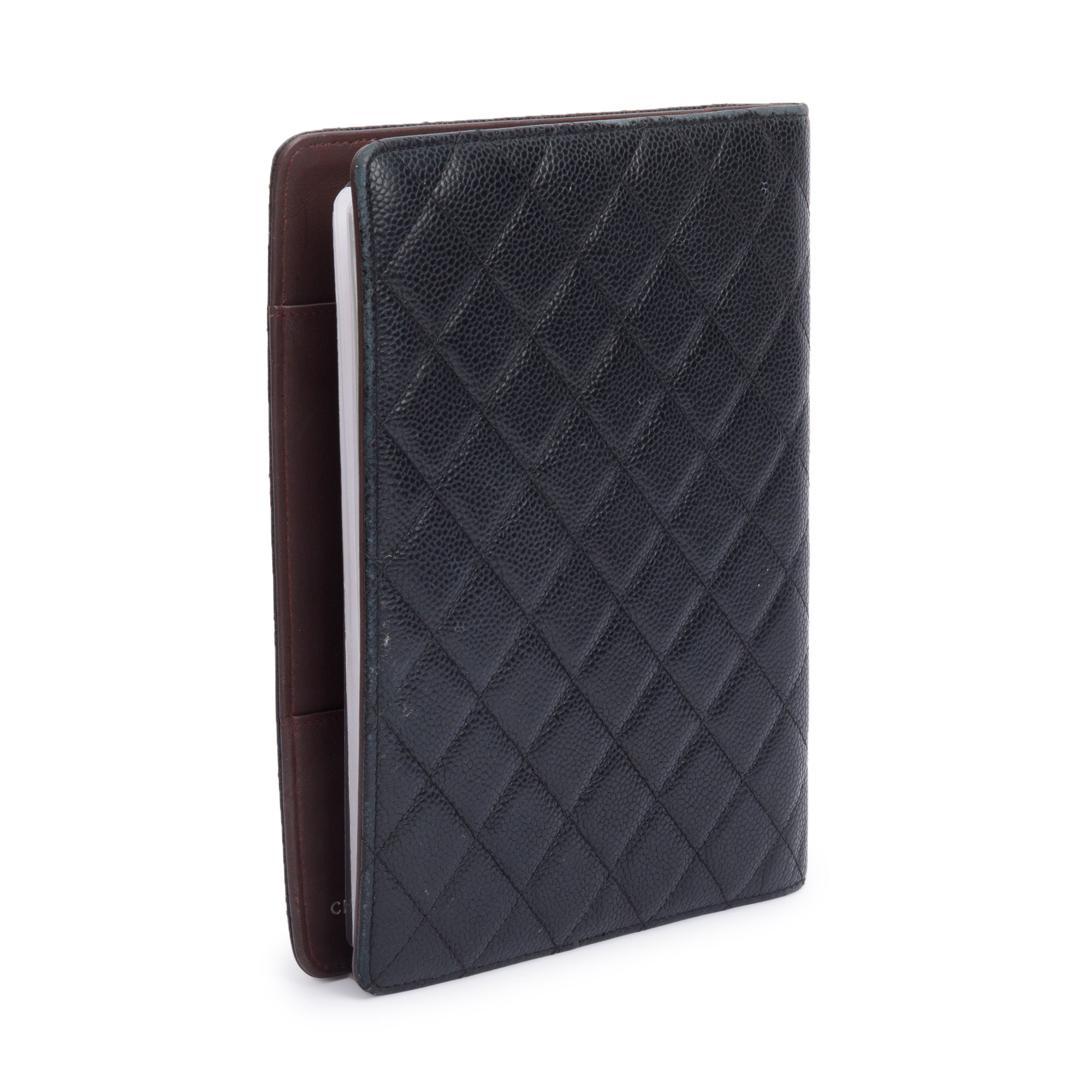Chanel Black Quilted Caviar Leather CC Notebook Cover w/ Box