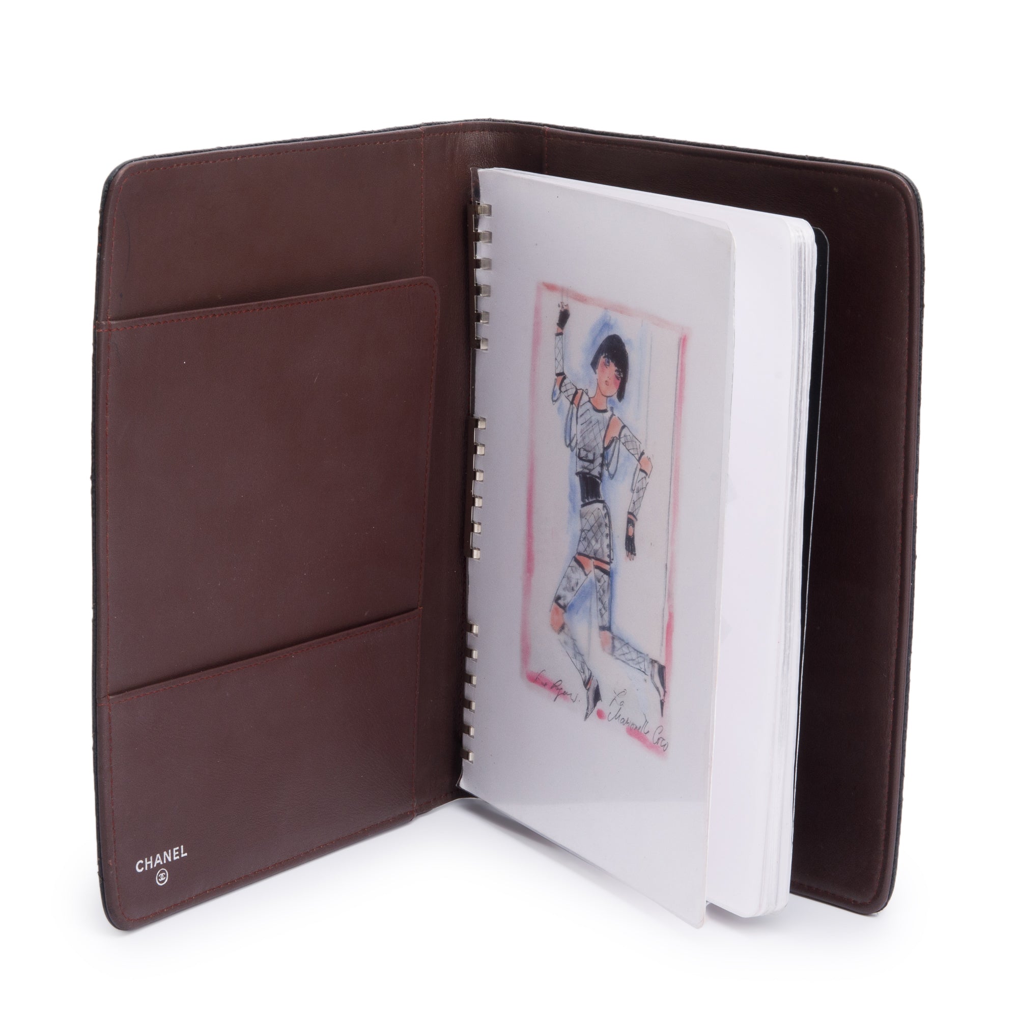 Chanel Black Quilted Caviar Leather CC Notebook Cover w/ Box