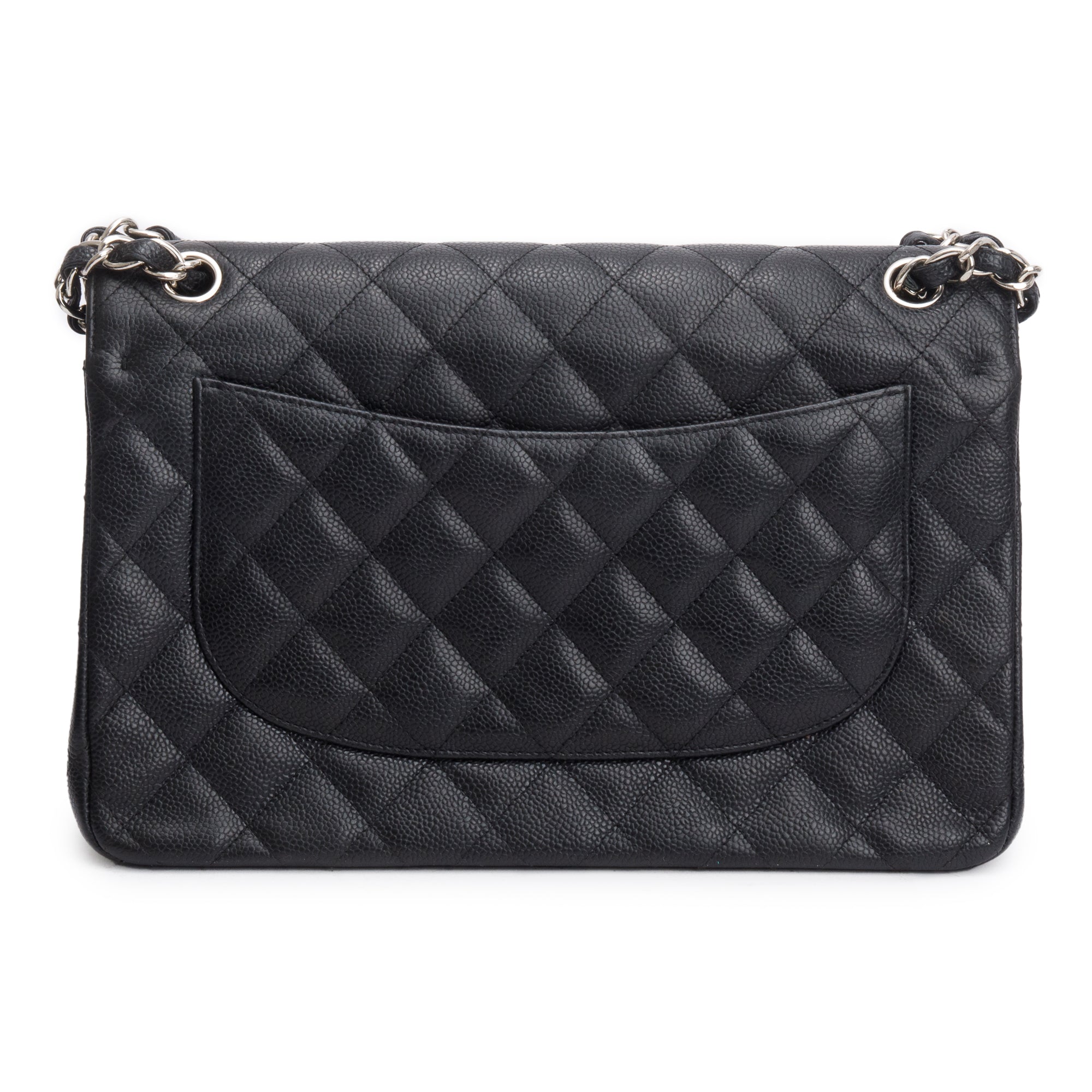 Chanel Black Quilted Caviar Leather Classic Jumbo Double Flap Bag