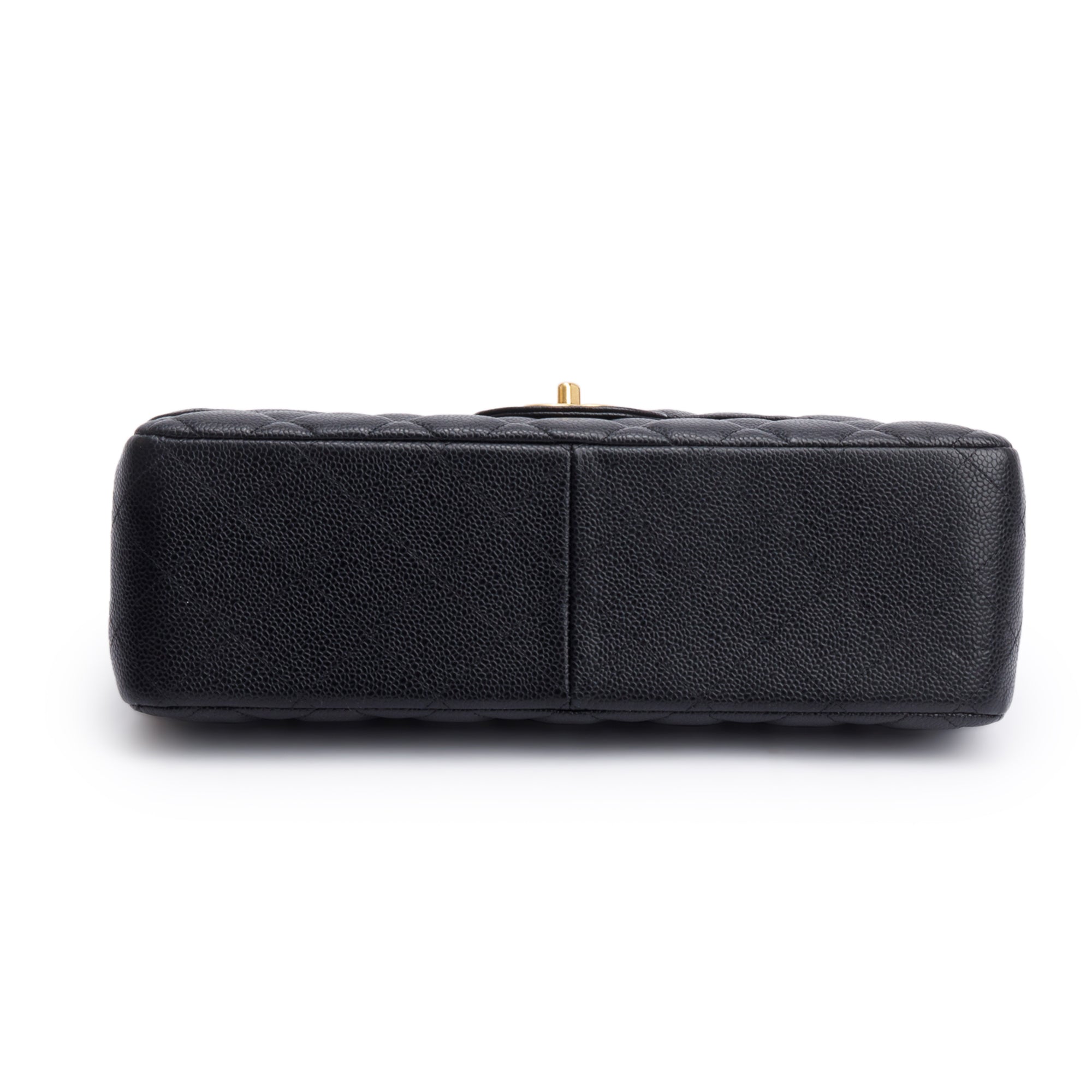 Chanel Black Quilted Caviar Leather Classic Jumbo Double Flap Bag w/ Box