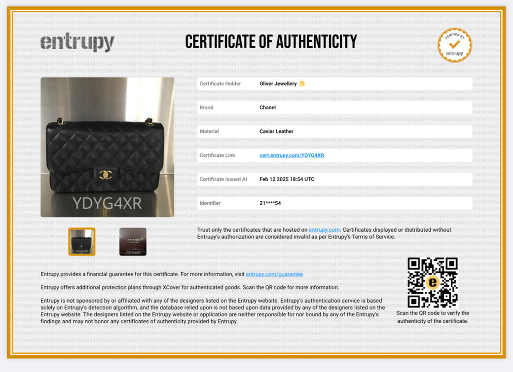 Chanel Black Quilted Caviar Leather Classic Jumbo Double Flap Bag w/ Box & Authenticity Card