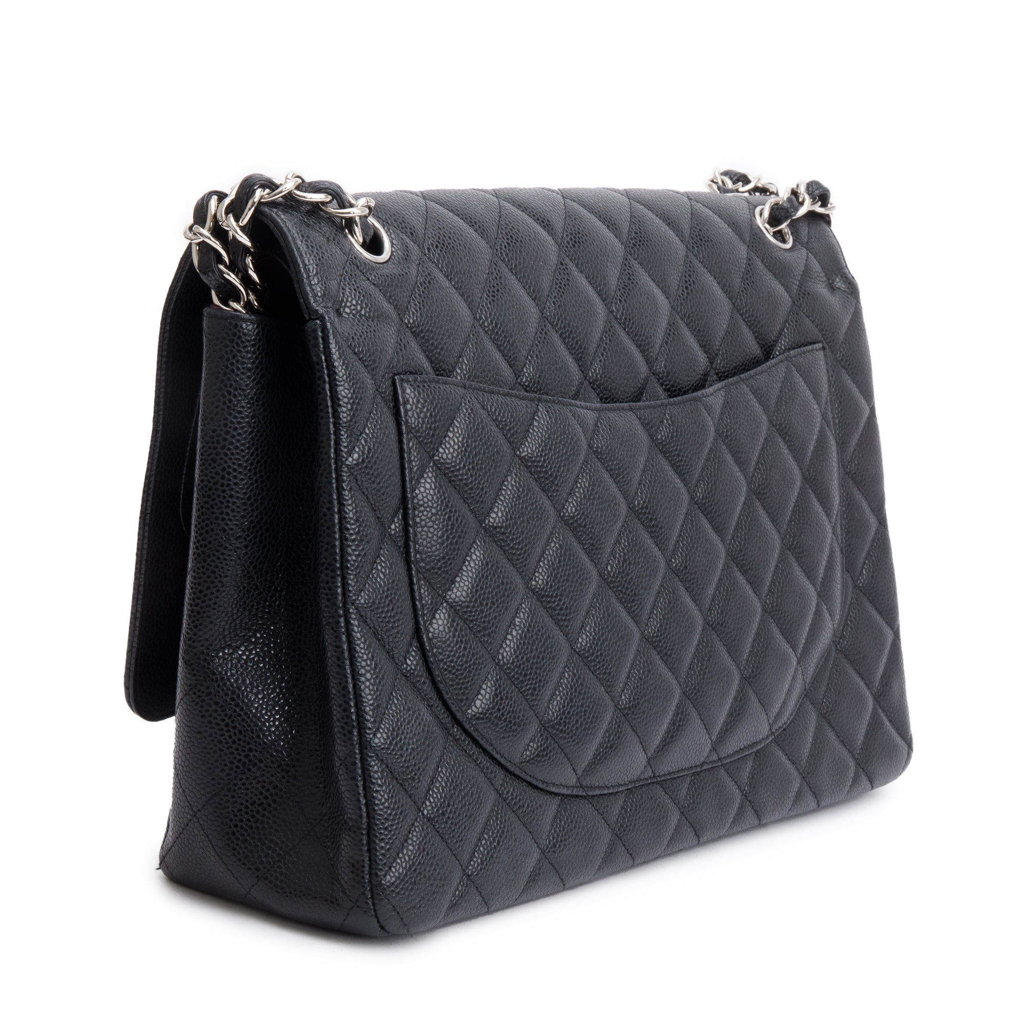 Chanel Black Quilted Caviar Leather Classic Maxi Double Flap Bag