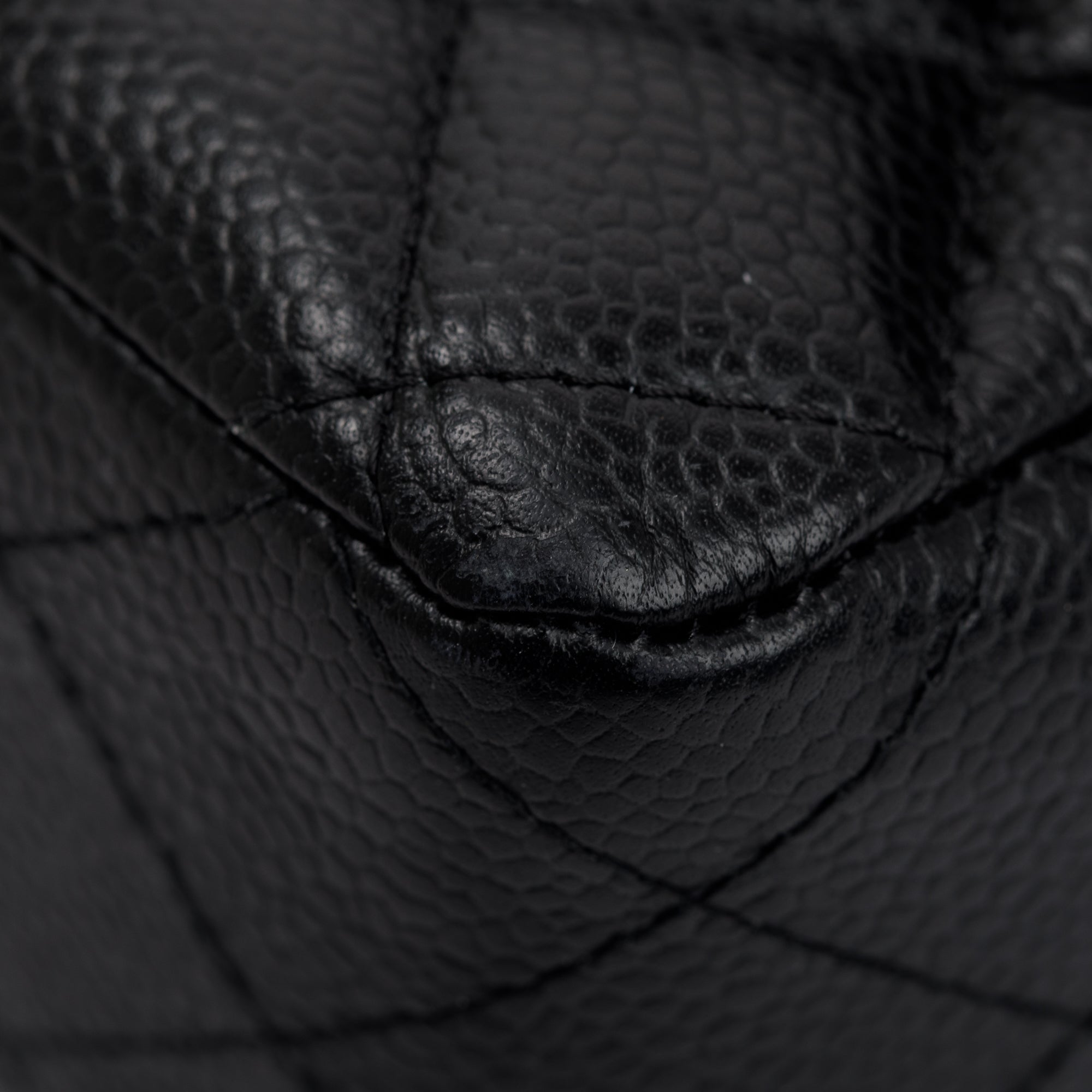 Chanel Black Quilted Caviar Leather Classic Medium Double Flap Bag w/ Authenticity Card