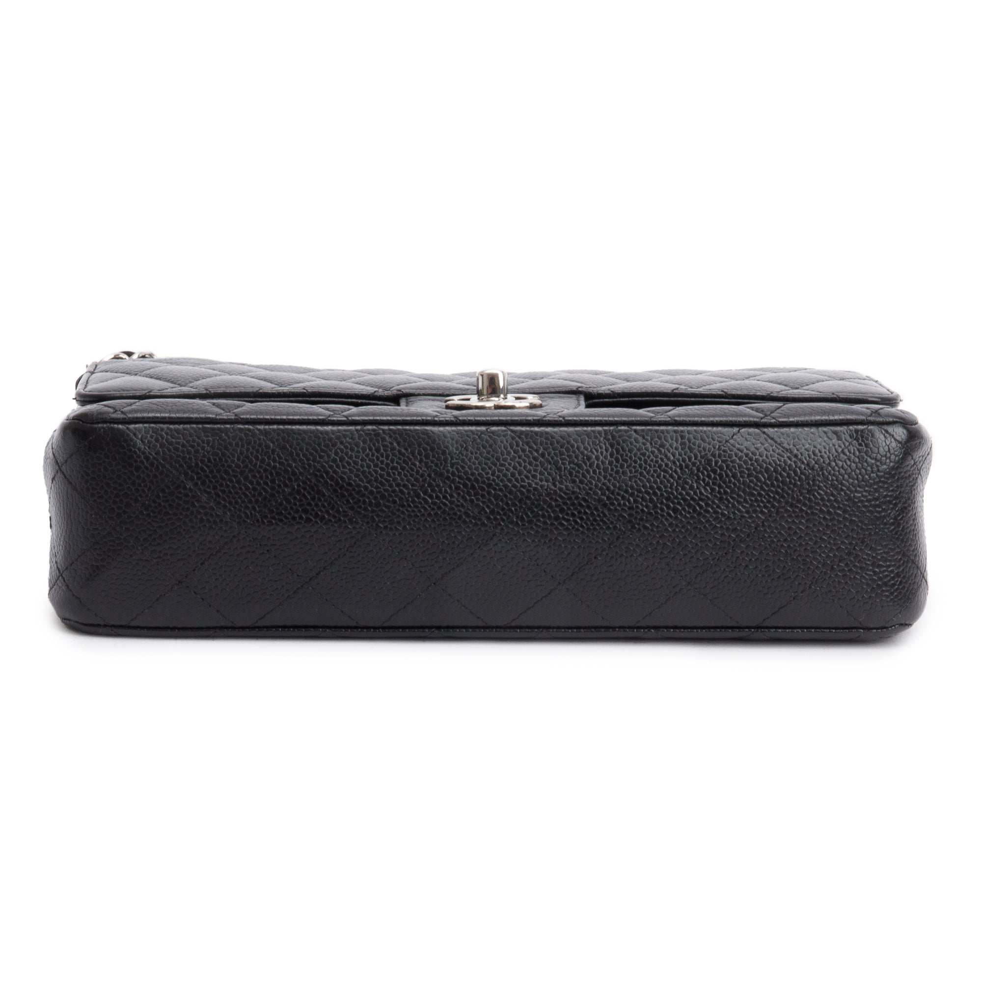 Chanel Black Quilted Caviar Leather Classic Medium Double Flap Bag w/ Box