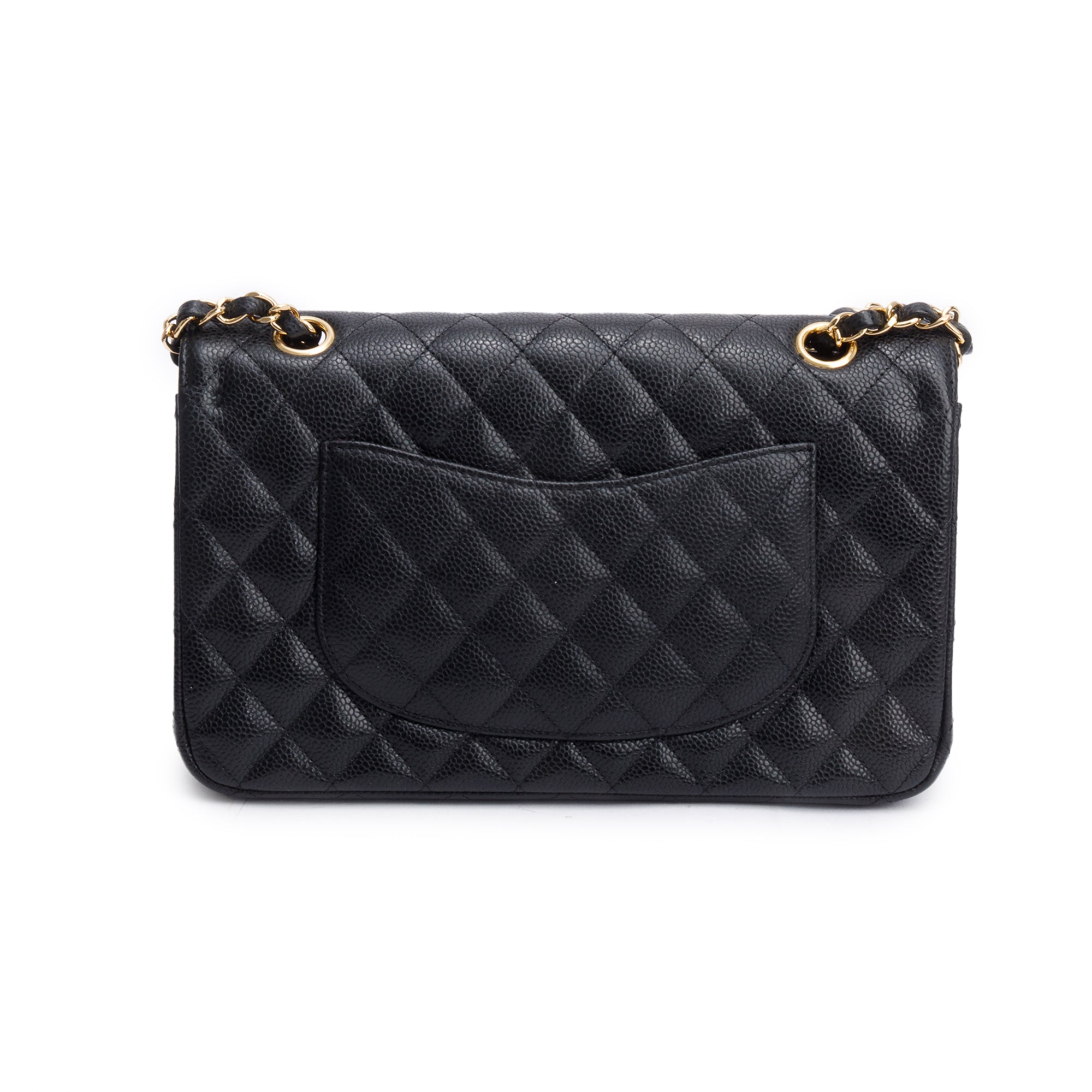 Chanel Black Quilted Caviar Leather Classic Medium Double Flap Bag w/ Box, Receipt & Authenticity Card