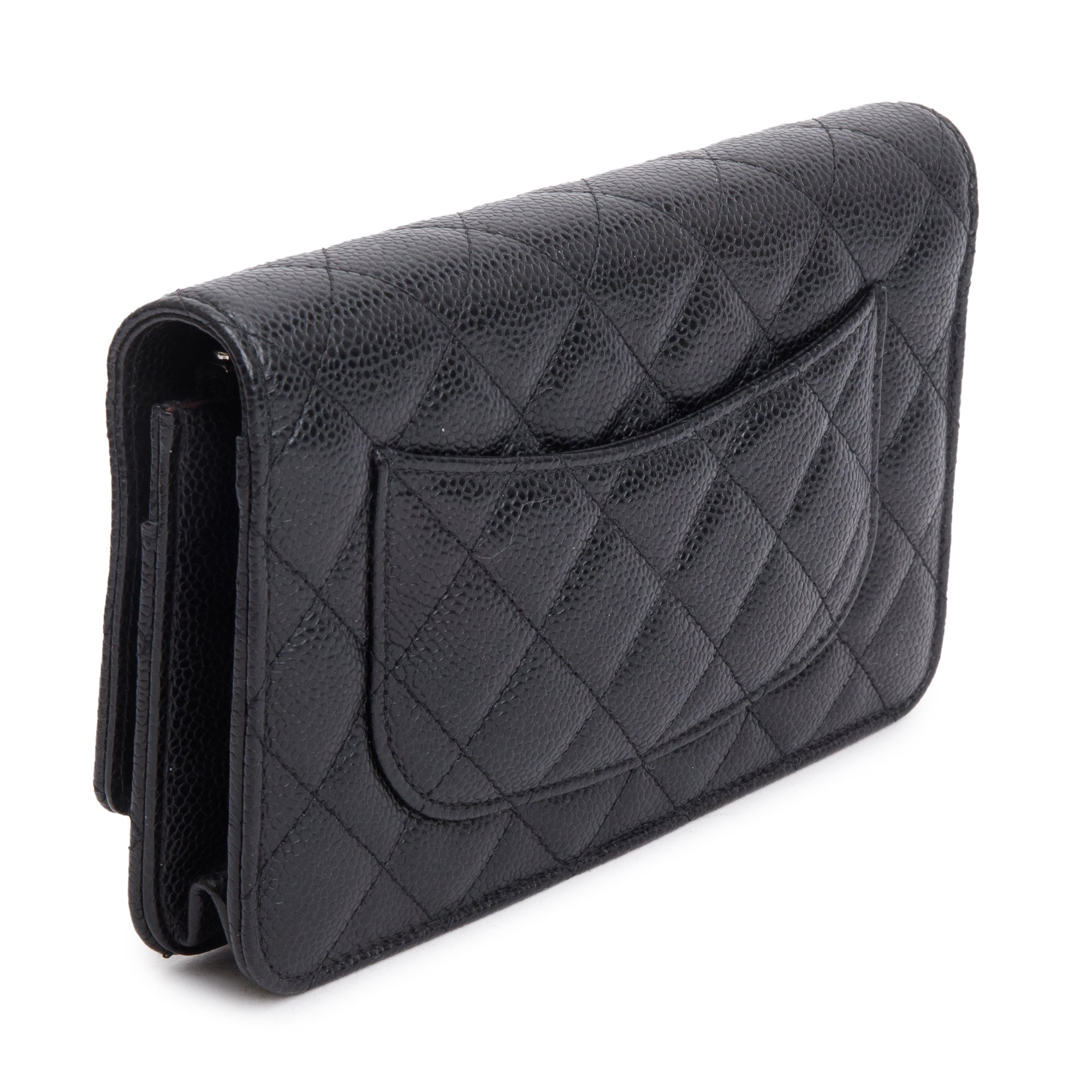 Chanel Black Quilted Caviar Leather Classic Wallet on Chain