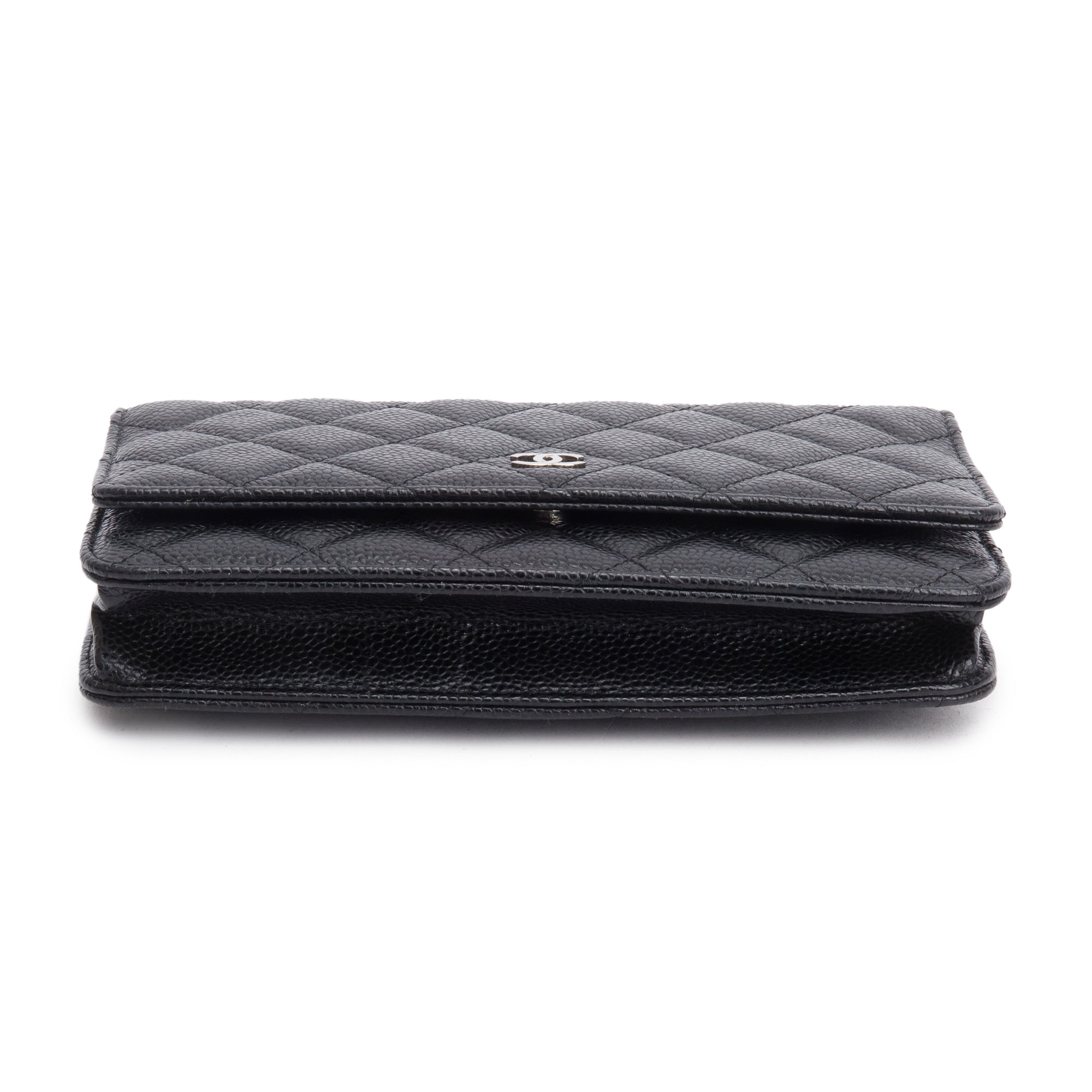 Chanel Black Quilted Caviar Leather Classic Wallet on Chain