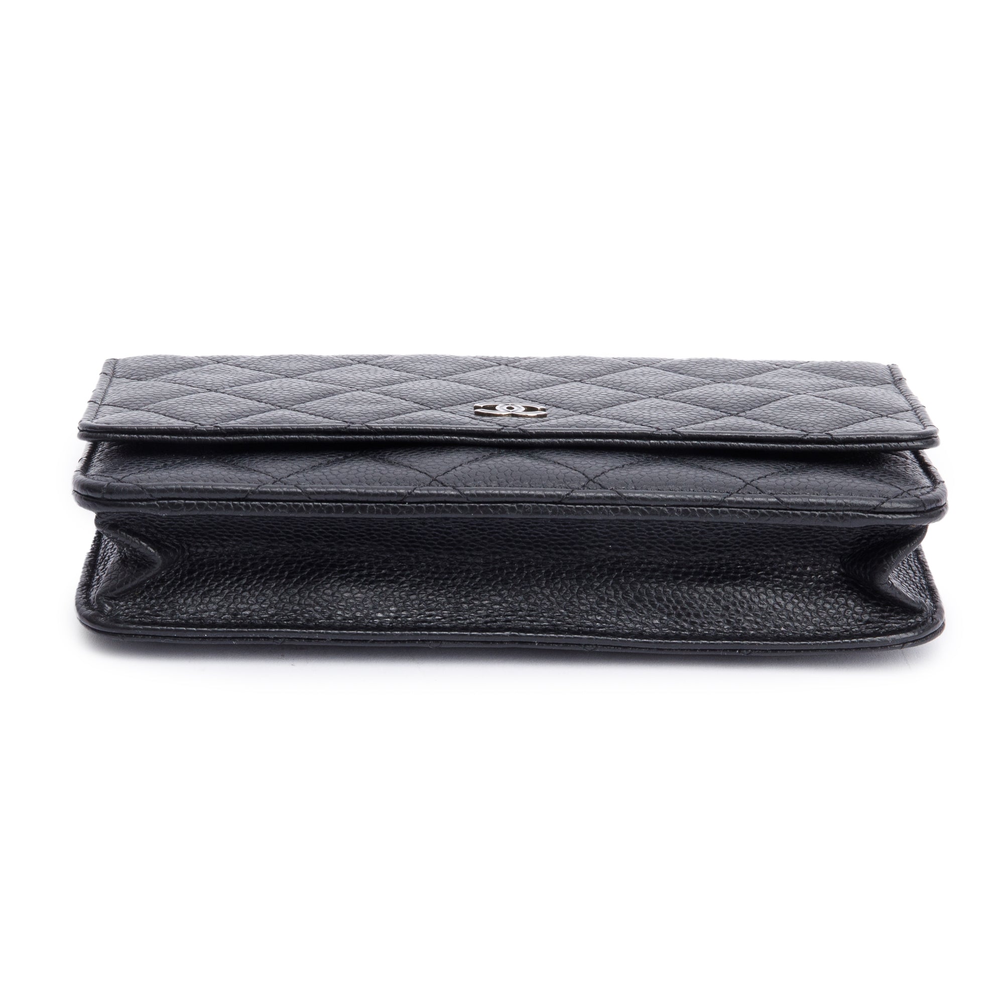 Chanel Black Quilted Caviar Leather Classic Wallet on Chain