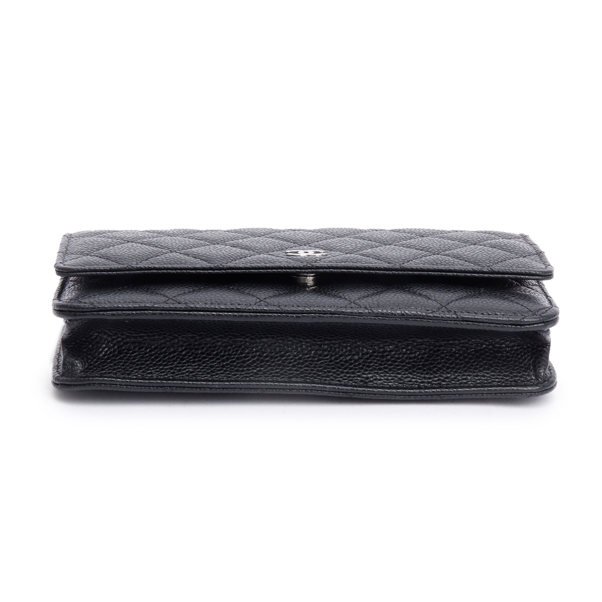 Chanel Black Quilted Caviar Leather Classic Wallet on Chain