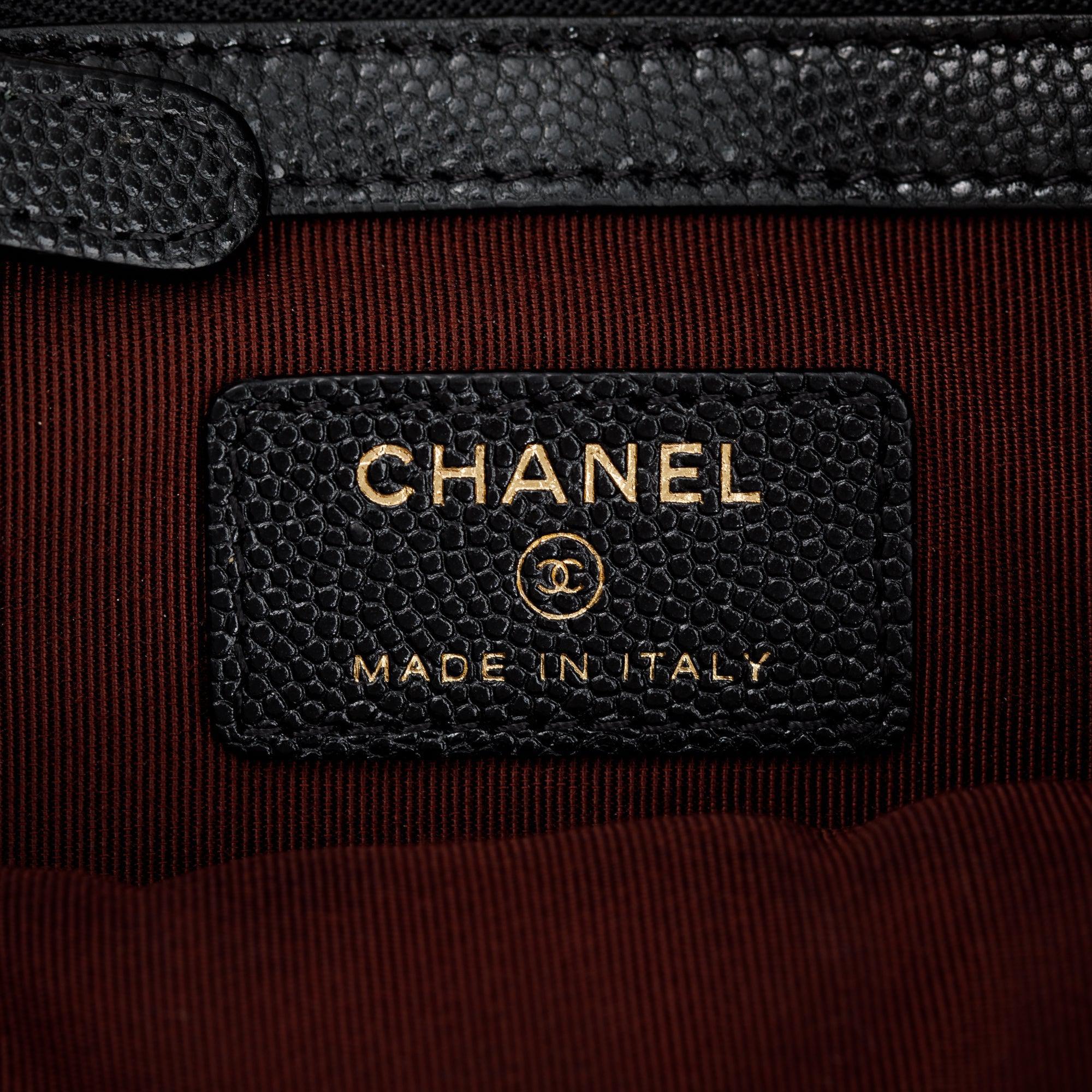 Chanel Black Quilted Caviar Leather Medium O-Case Clutch