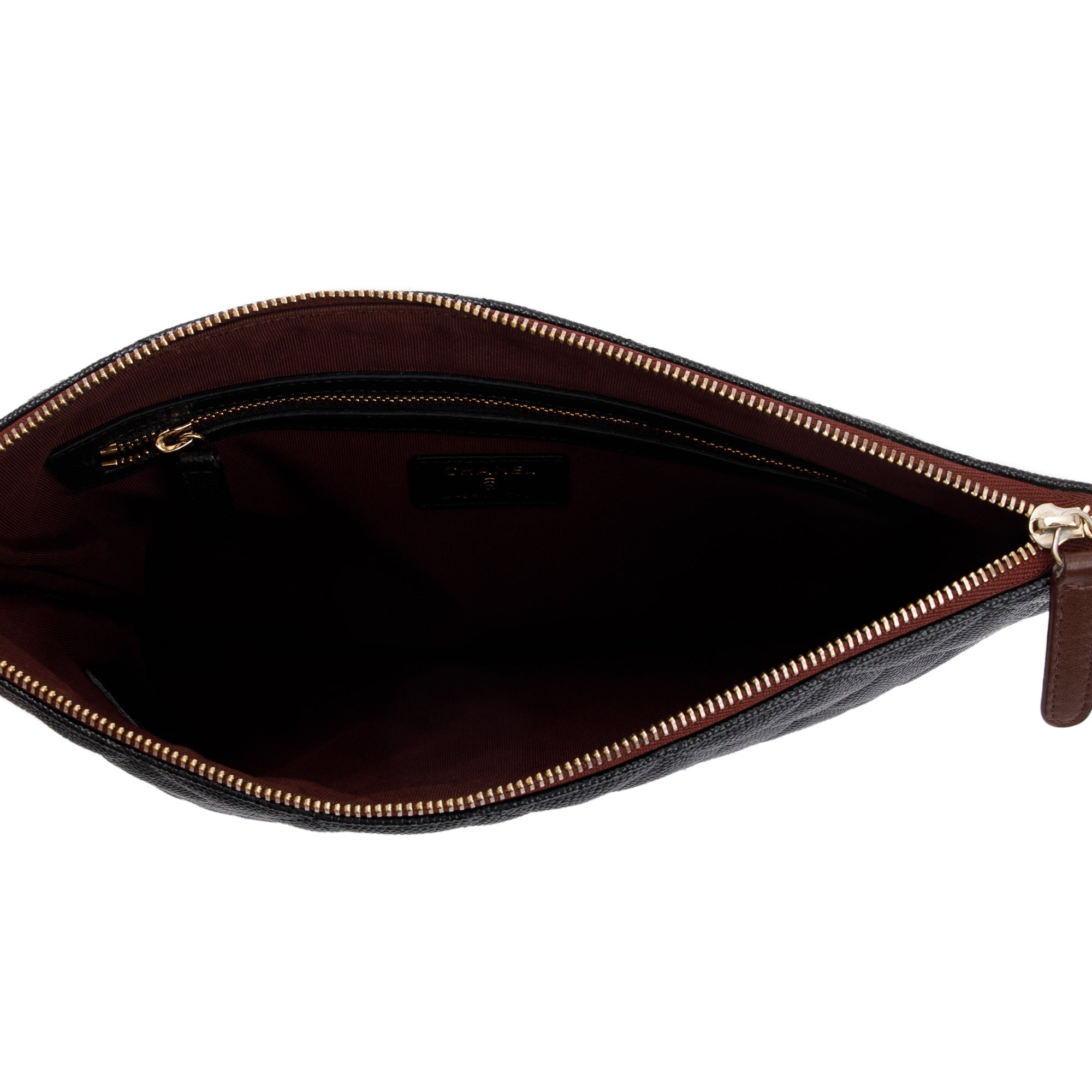 Chanel Black Quilted Caviar Leather Medium O-Case Clutch