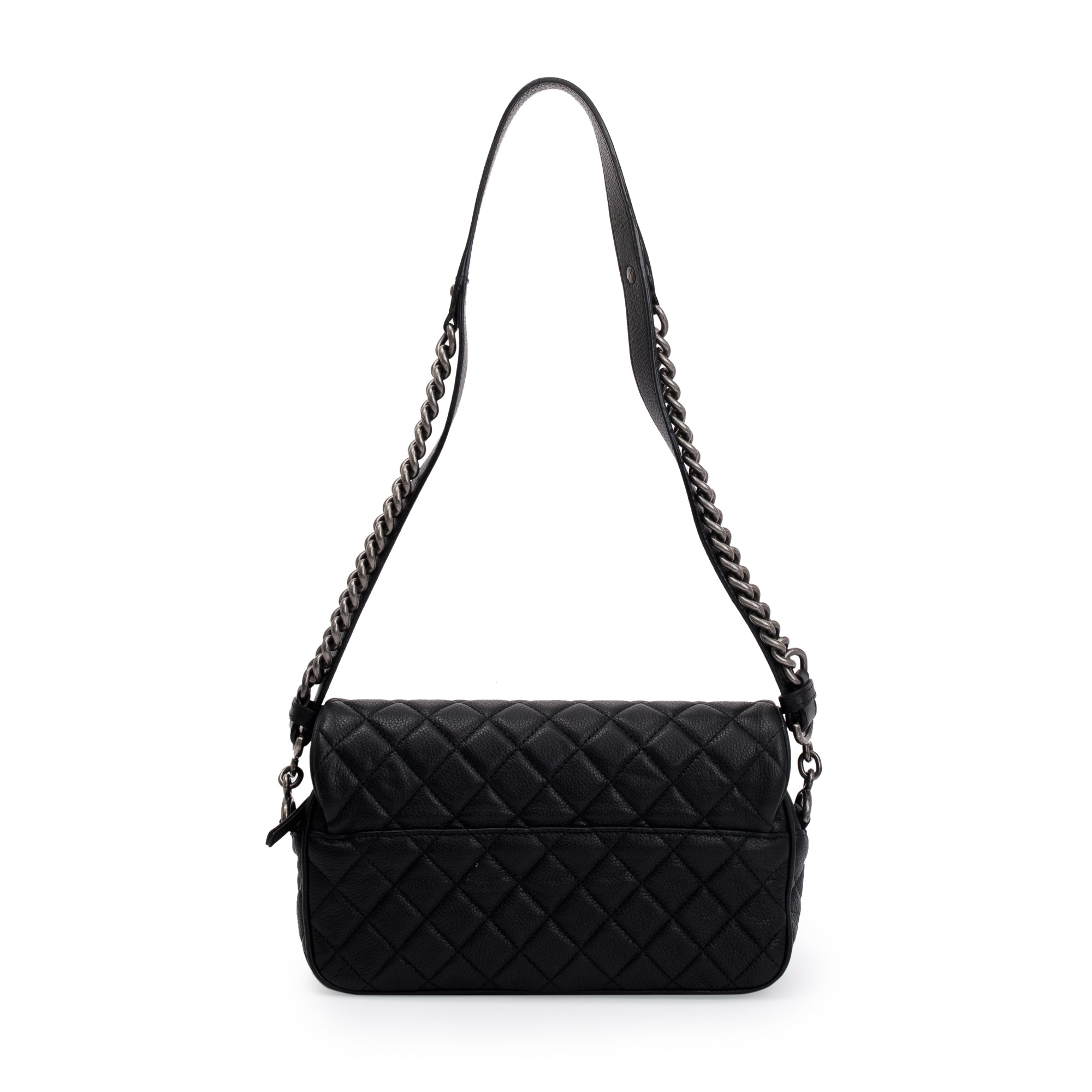 Chanel Black Quilted Caviar Leather Small Casual Rock Flap Bag w/ Box & Authenticity Card