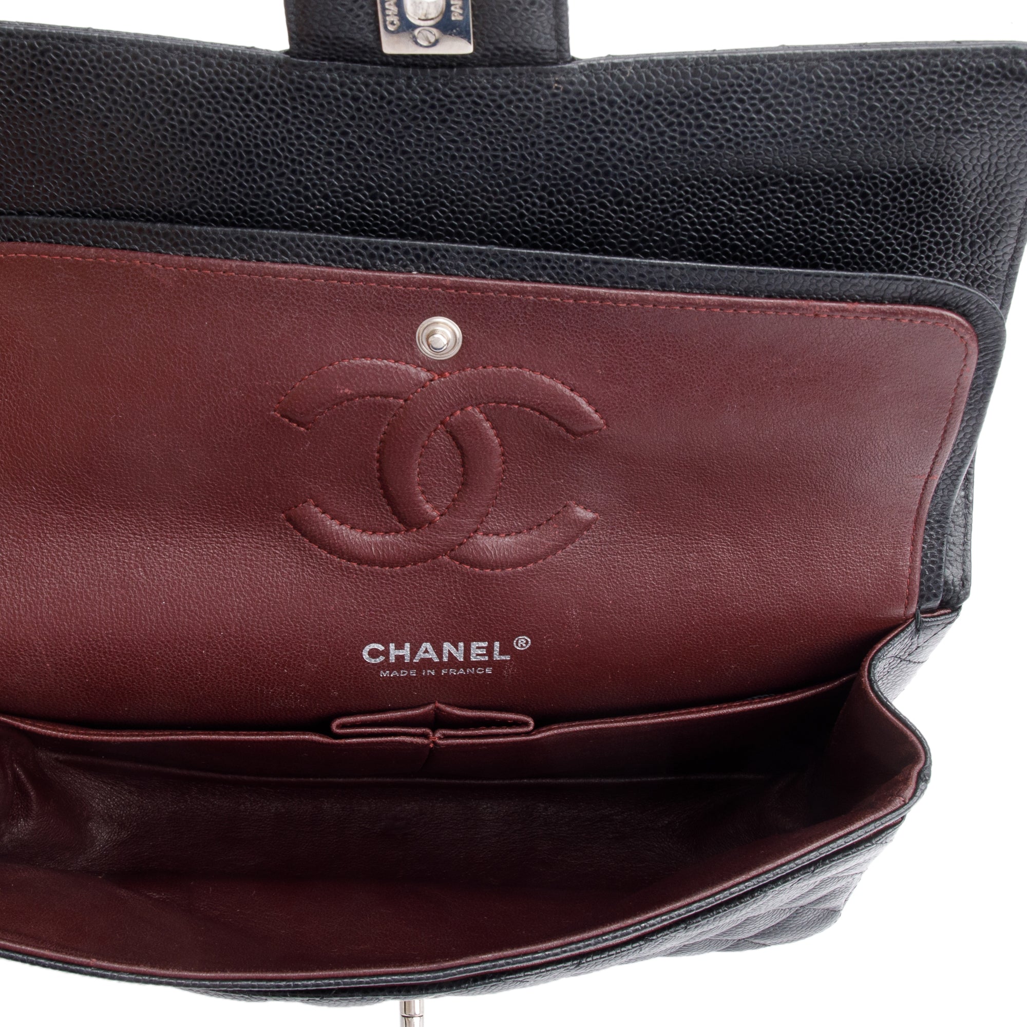 Chanel Black Quilted Caviar Medium Classic Double Flap Bag