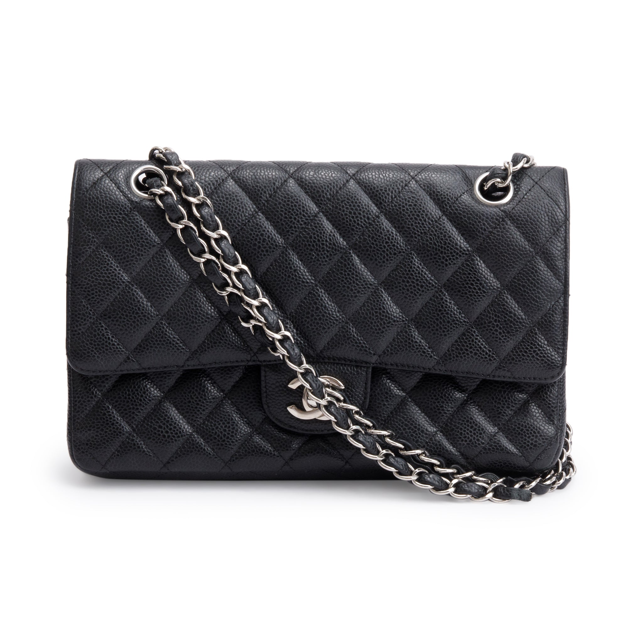 Chanel Black Quilted Caviar Medium Classic Double Flap Bag