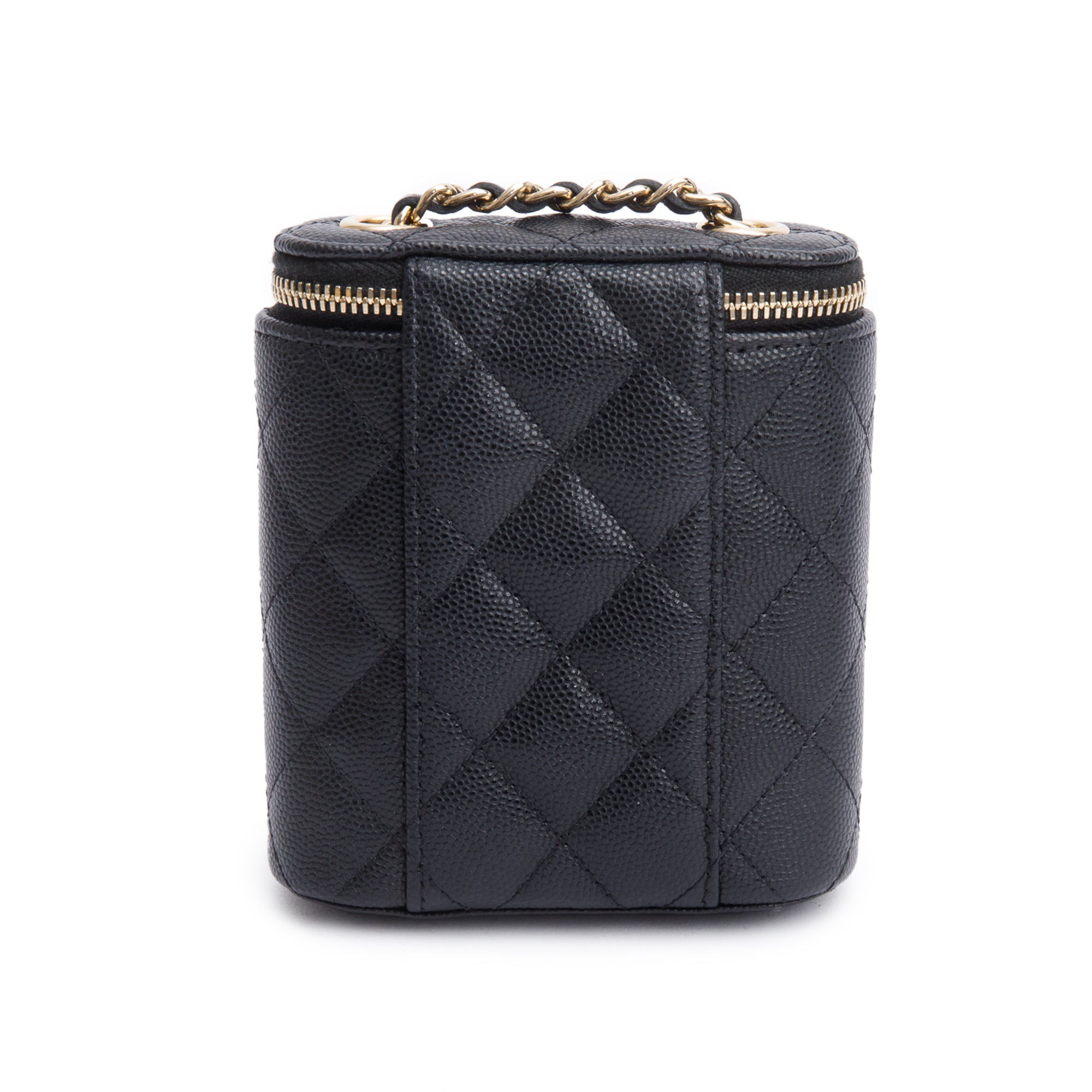 Chanel Black Quilted Caviar Mini Coco Beauty Vanity Case w/ Authenticity Card