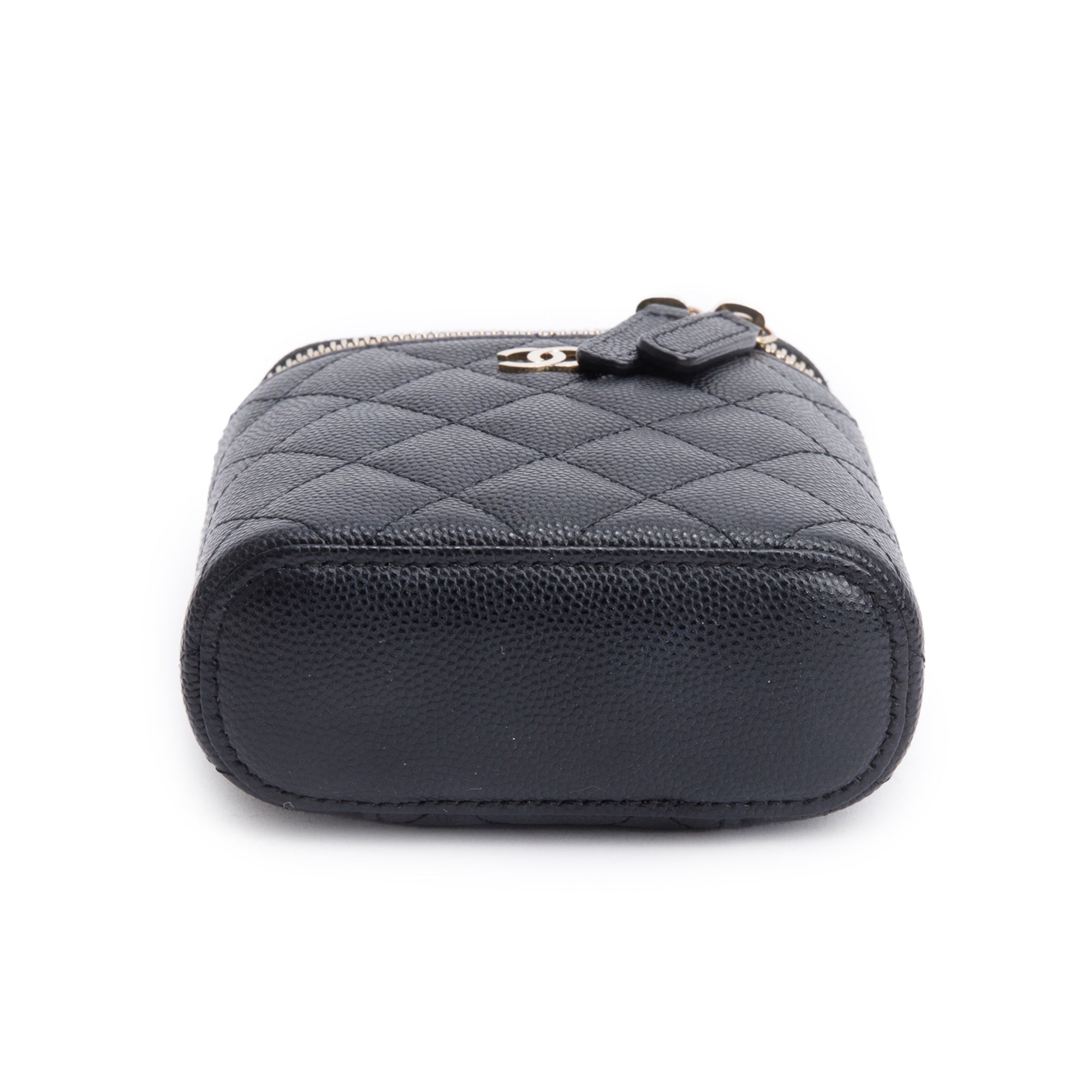 Chanel Black Quilted Caviar Mini Coco Beauty Vanity Case w/ Authenticity Card