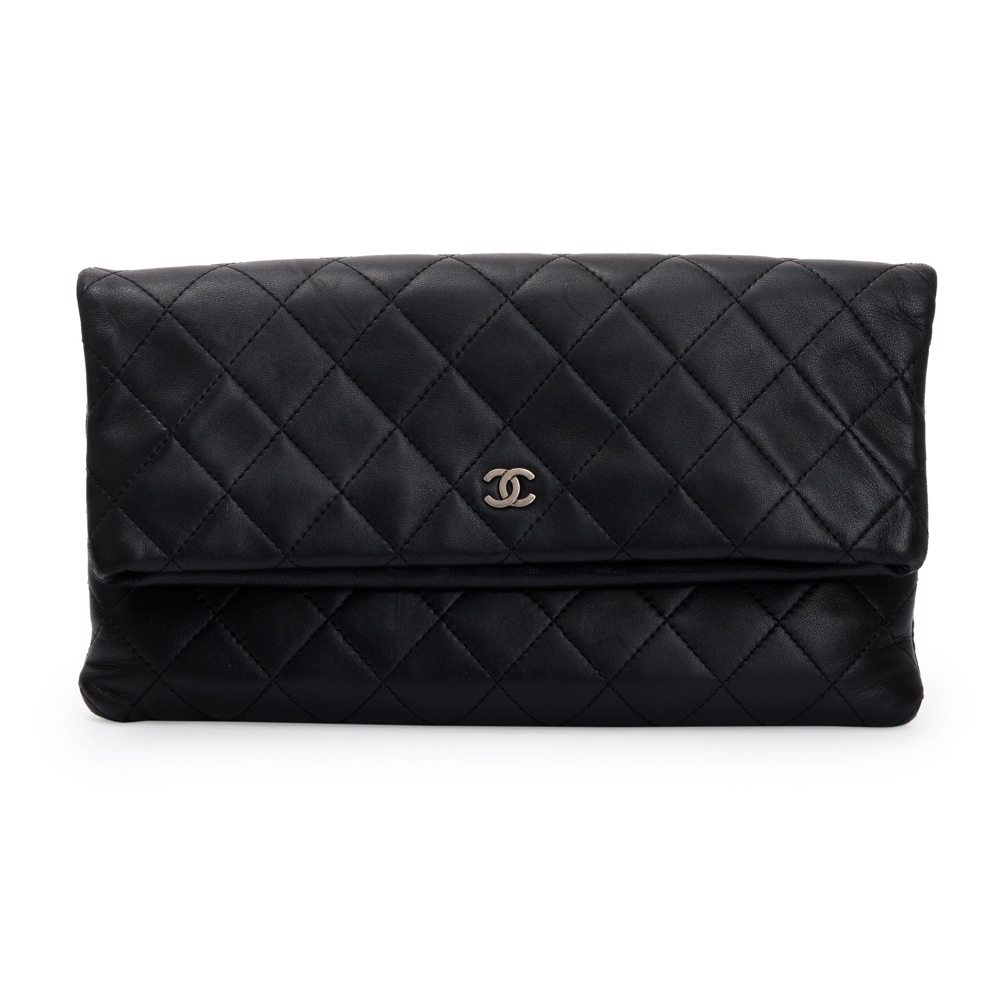 Chanel Black Quilted Lambskin Leather Beauty CC Clutch